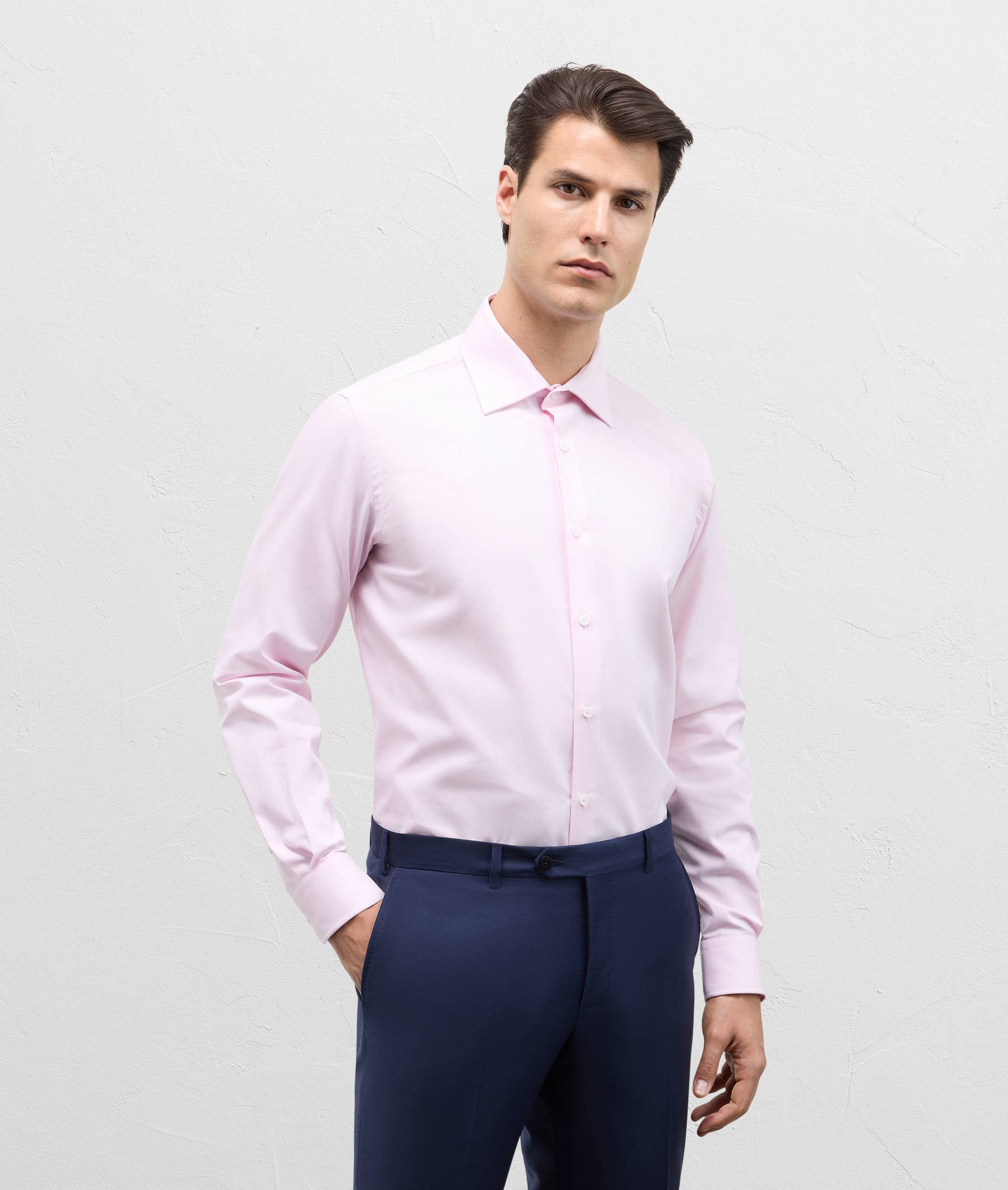 Shirt in pure cotton with Milano collar and side gusset pink | Pal Zileri