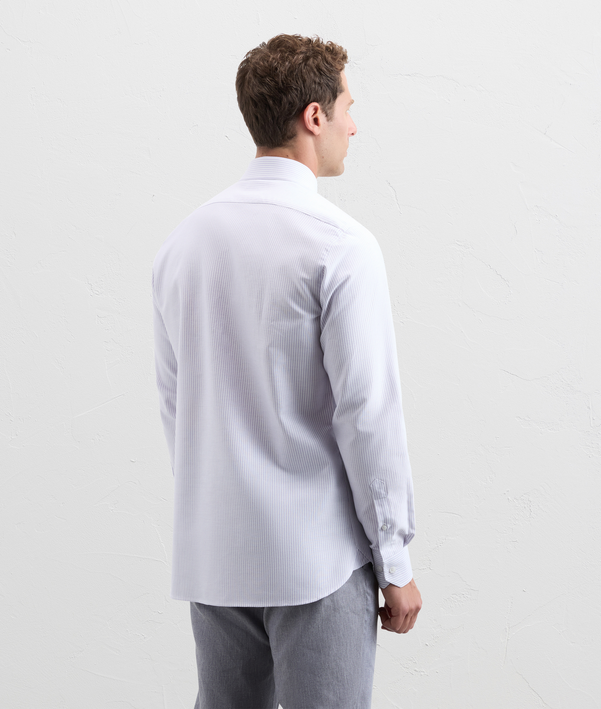 Shirt in pure cotton with mouline striped pattern purple - Pal Zileri | Official Website