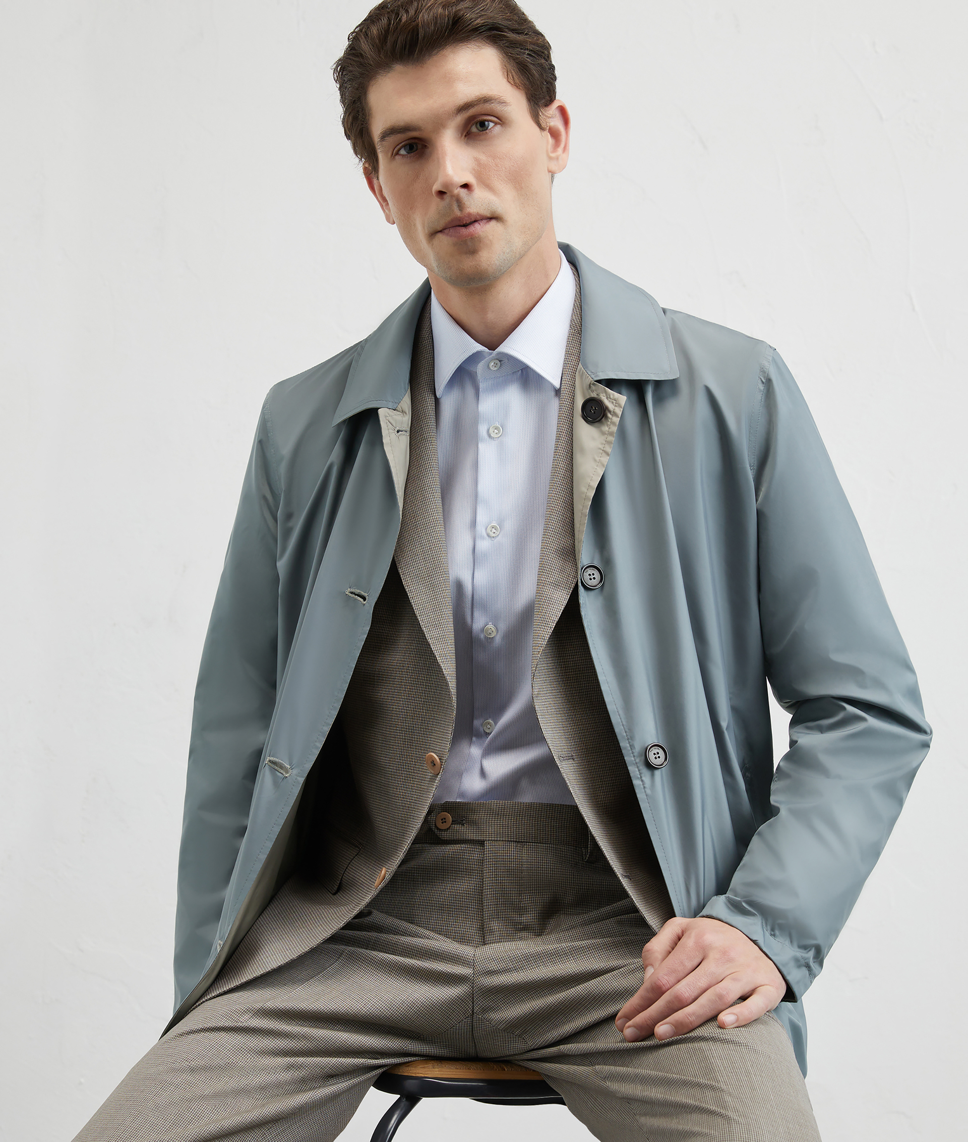 Reversible Rain Coat In Technical Fabric Natural | Pal Zileri