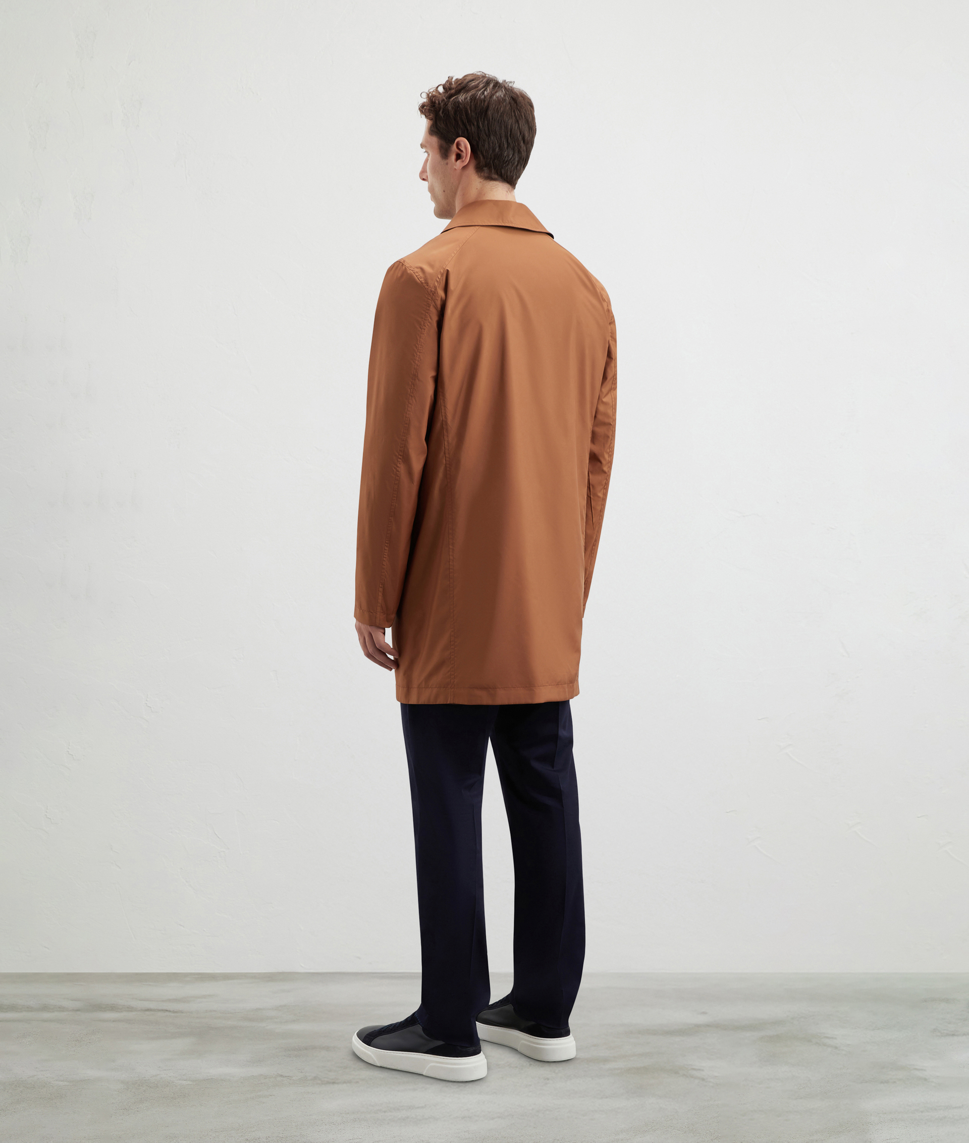 Reversible Rain Coat In Technical Fabric Double-Face Camel | Pal Zileri