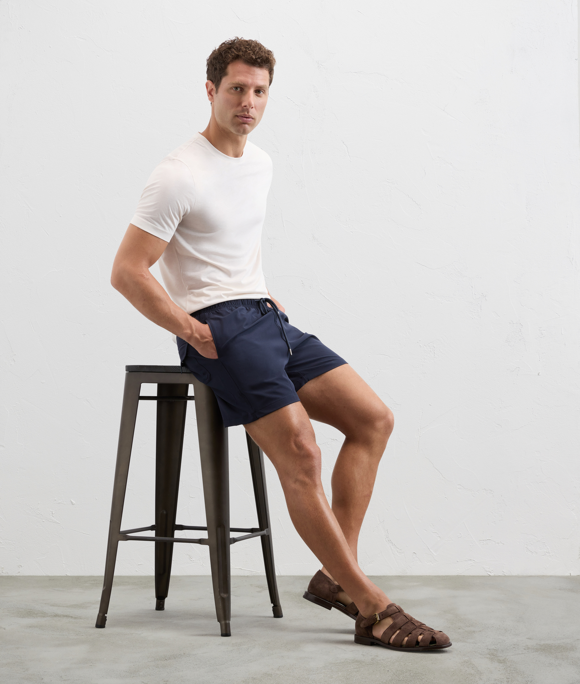 Swim Shorts In Stretch Nylon Blue Navy - Trousers - Pal Zileri | Official Website