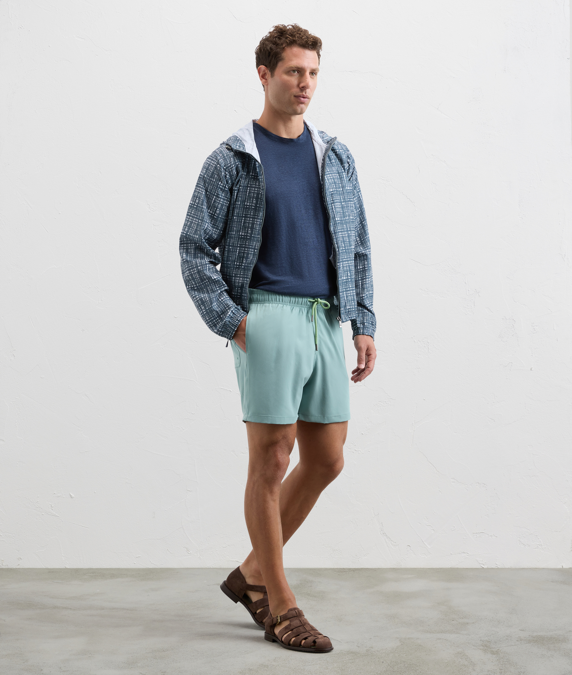 Swim Shorts In Stretch Nylon Light Green - Trousers - Pal Zileri | Official Website