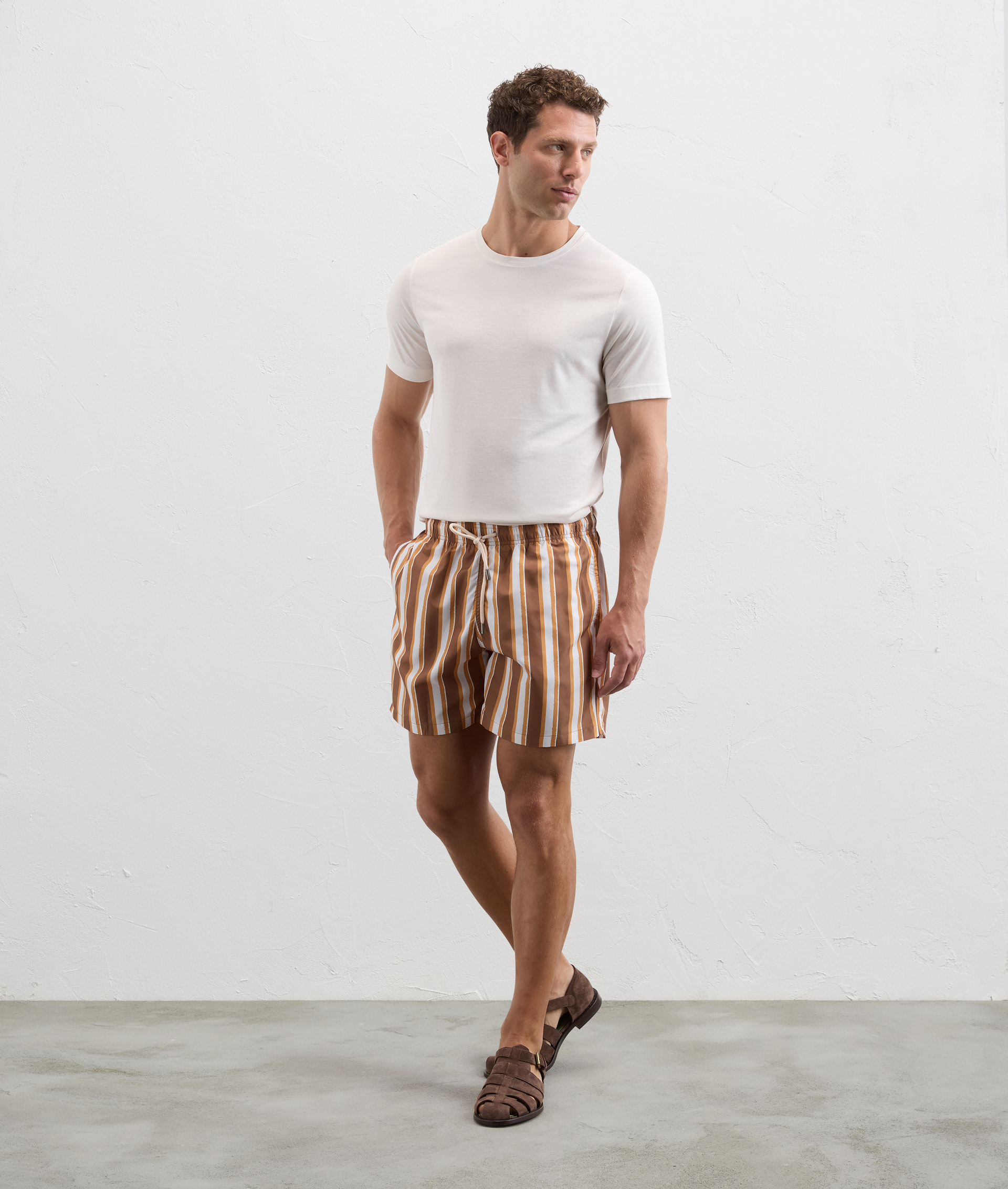 Swim Shorts In Nylon Mustard - Trousers - Pal Zileri | Official Website