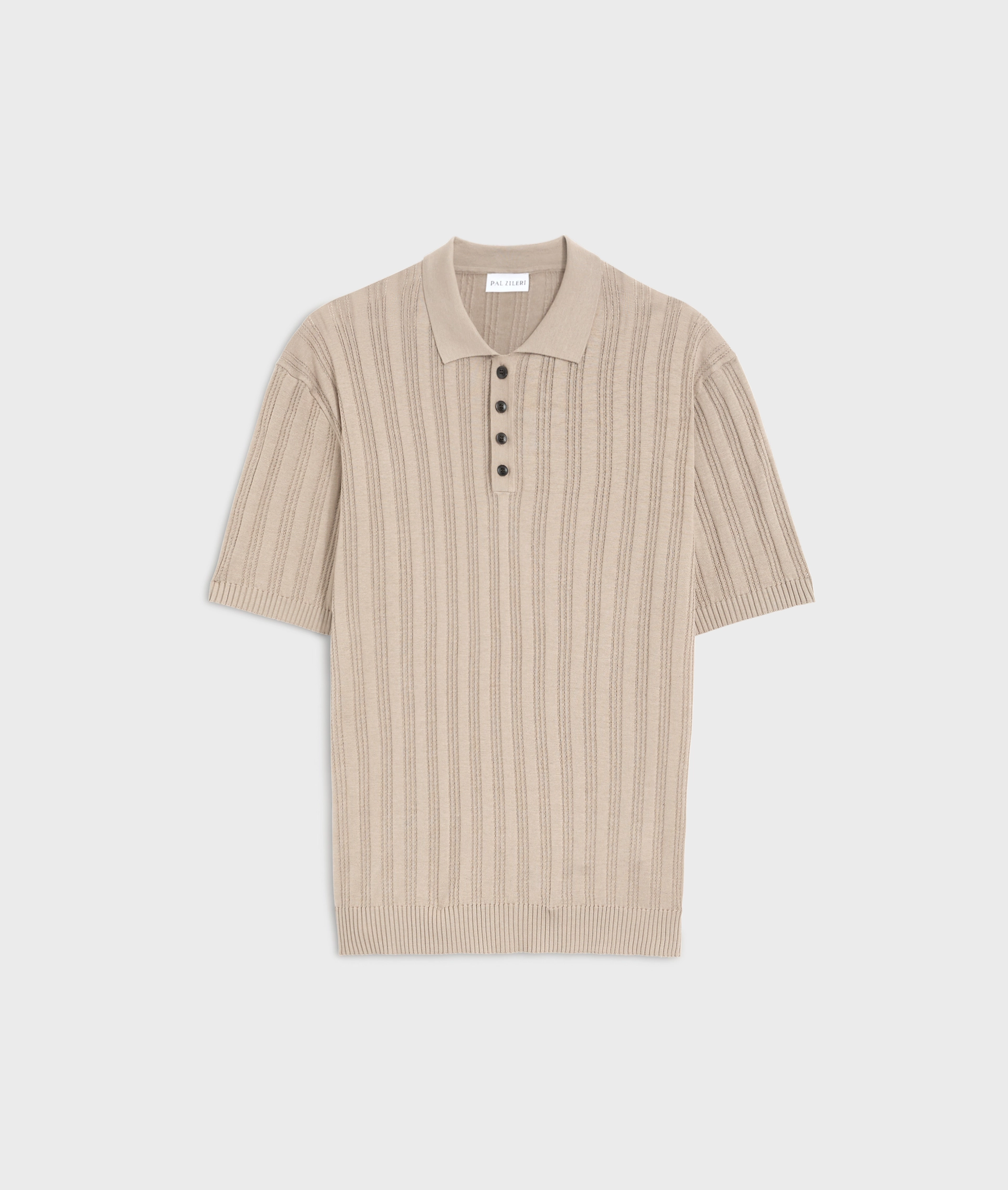 Three Buttons Knit Polo In Cotton And Silk Light Brown | Pal Zileri