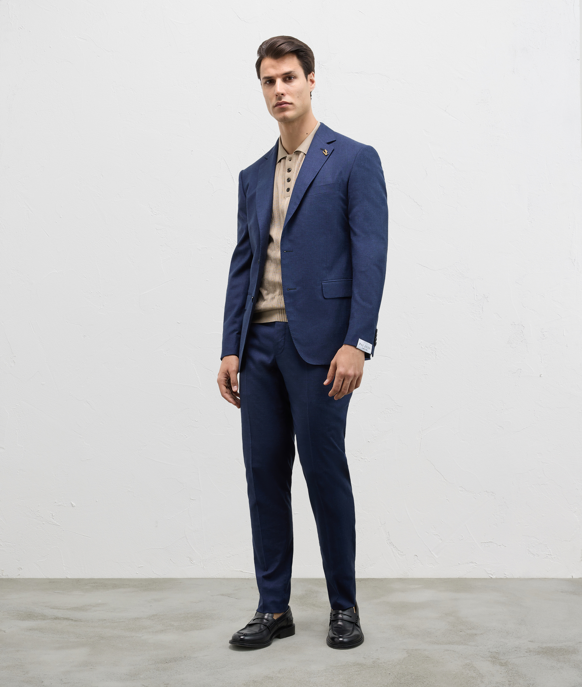 Three Buttons Knit Polo In Cotton And Silk Light Brown | Pal Zileri