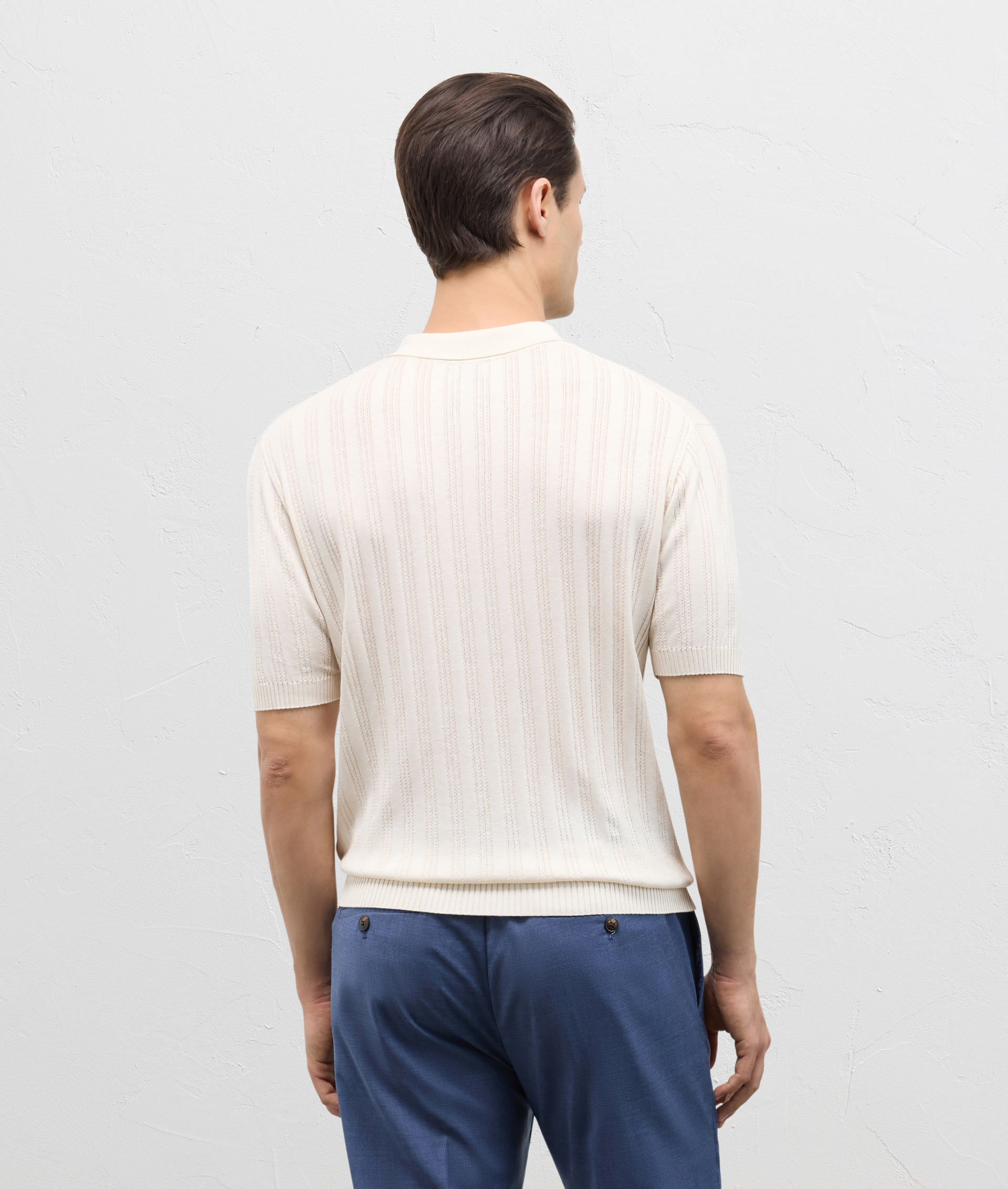 Three Buttons Knit Polo In Cotton And Silk White | Pal Zileri