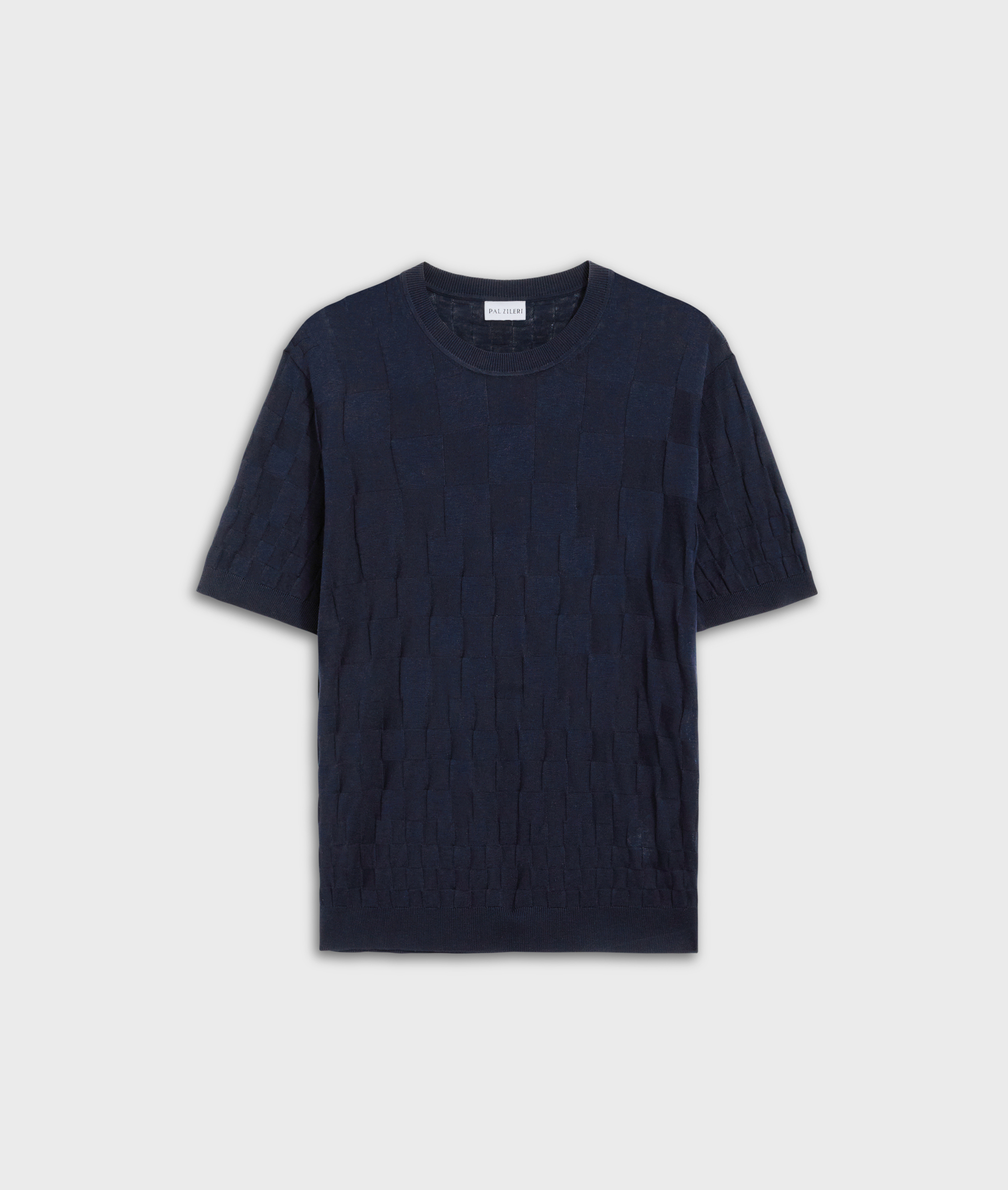 Tshirt in knitted silk and cotton navy blue | Pal Zileri