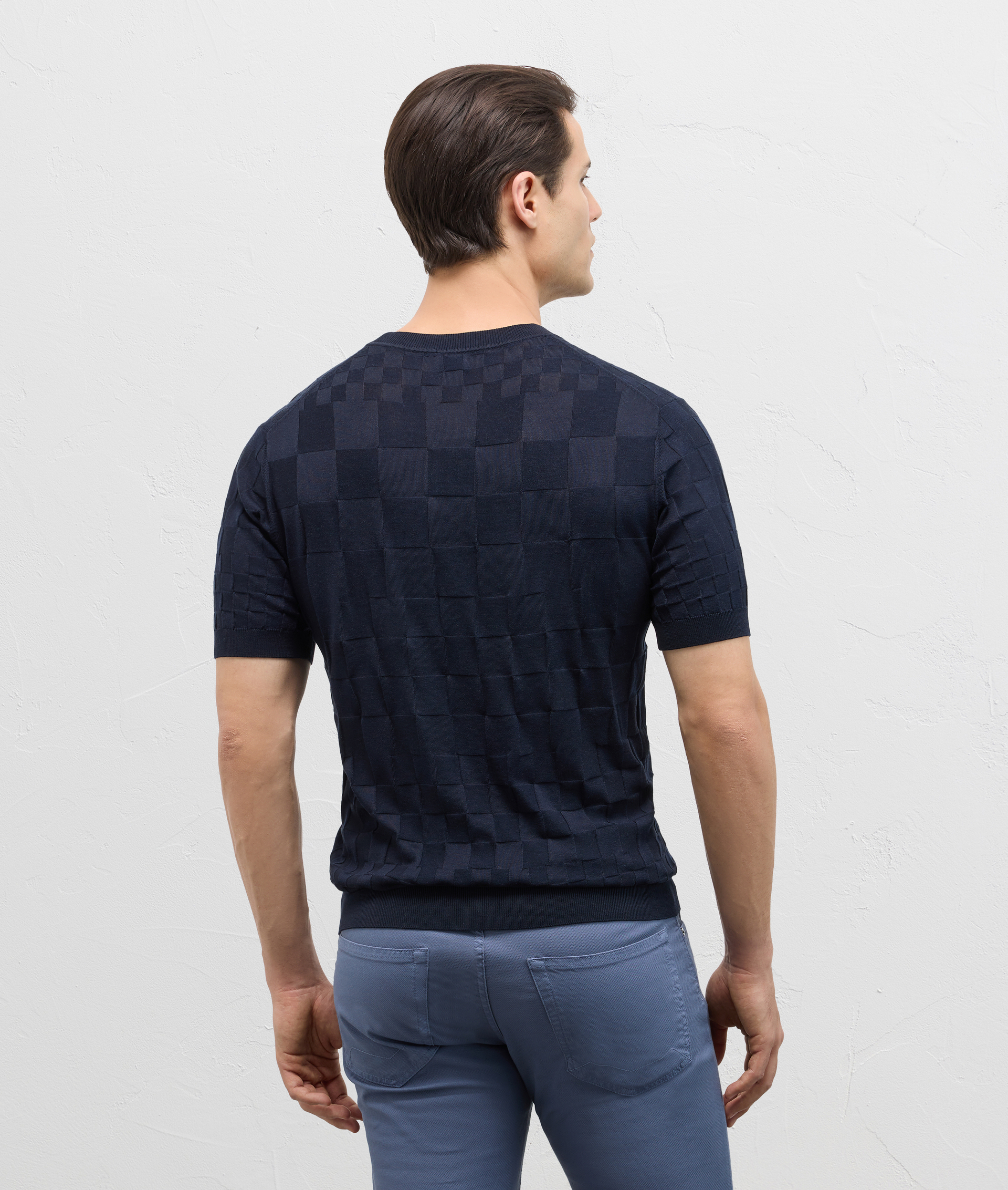 Tshirt in knitted silk and cotton navy blue | Pal Zileri