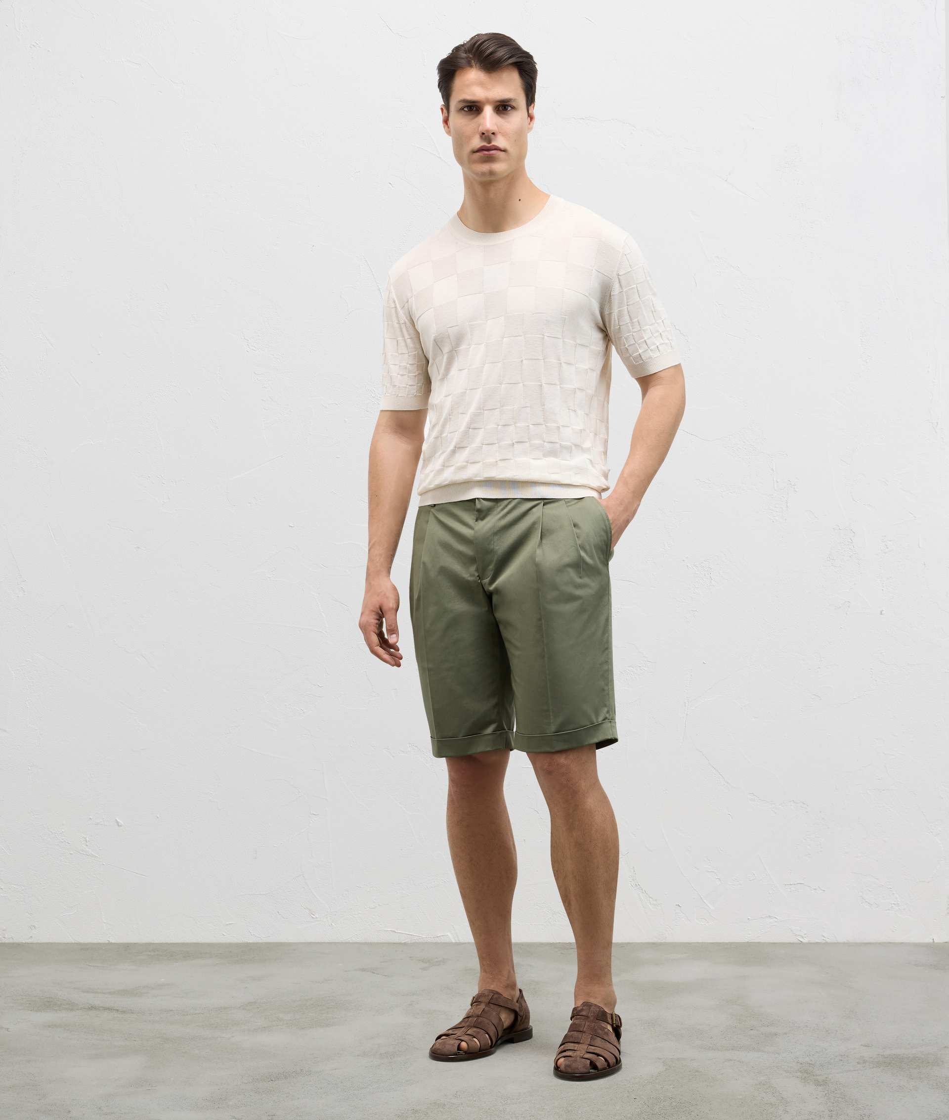 Tshirt in knitted silk and cotton white | Pal Zileri