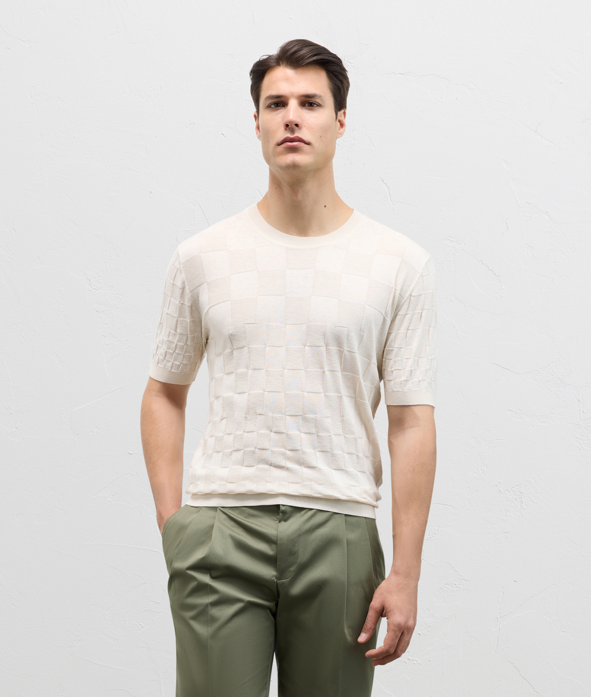 Tshirt in knitted silk and cotton white | Pal Zileri