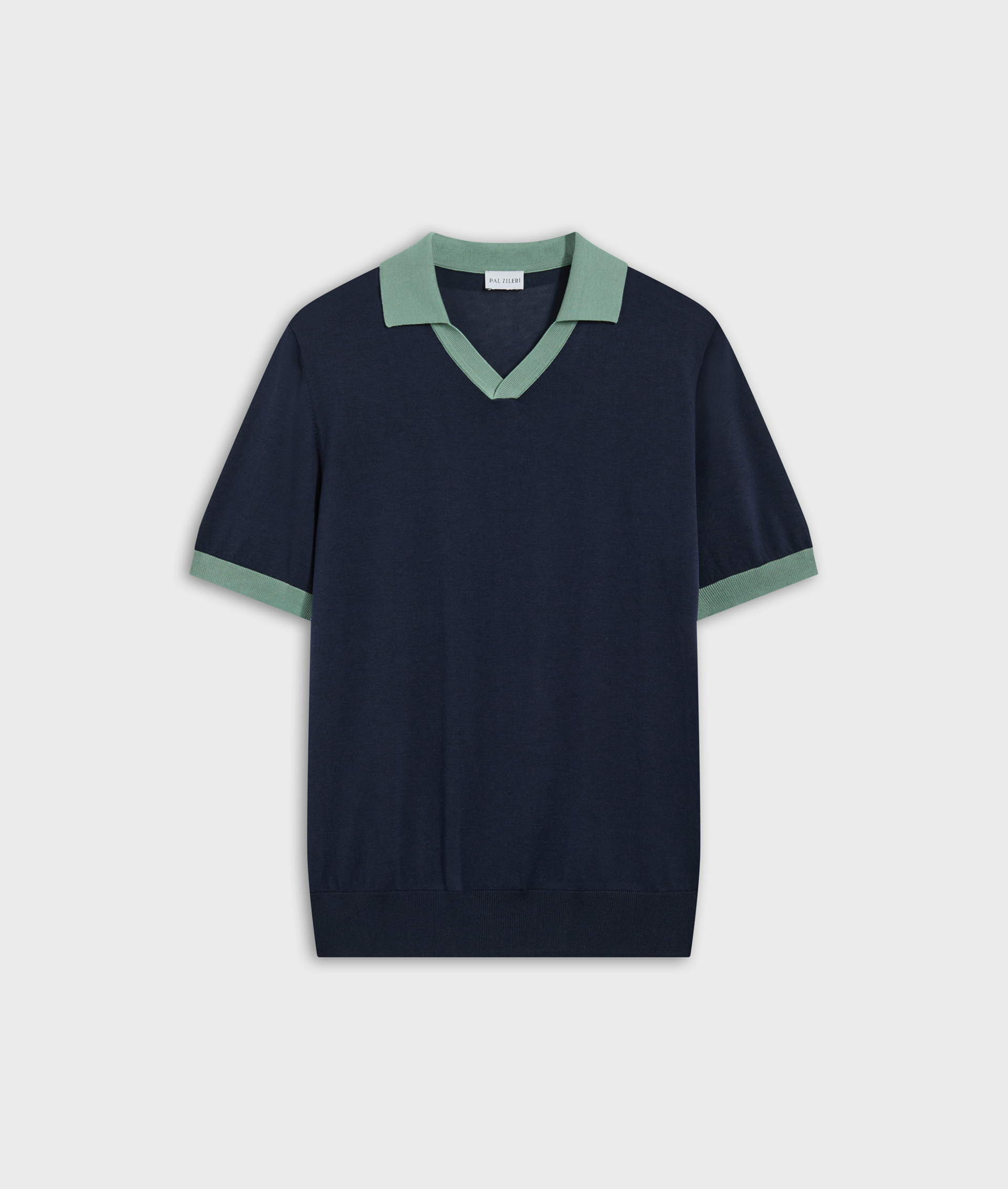 Jersey Knitted Polo In Cotton And Silk Blue Navy | Pal Zileri