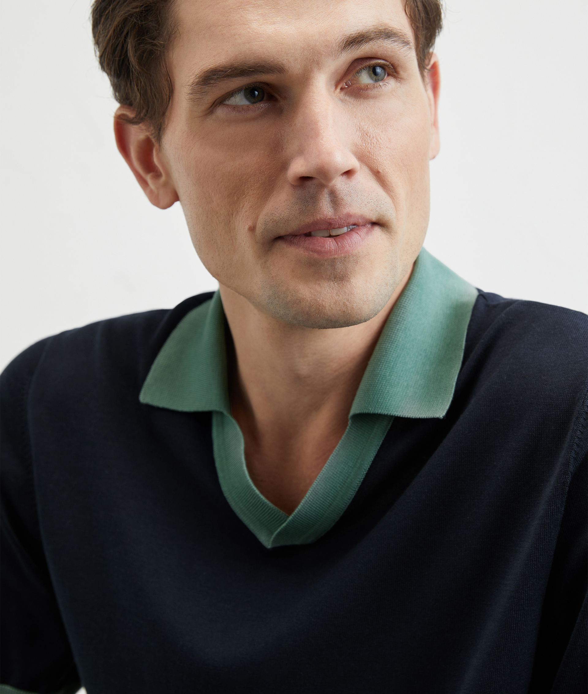Polo In Jersey Di Maglia In Cotone E Seta Blu Navy | Pal Zileri