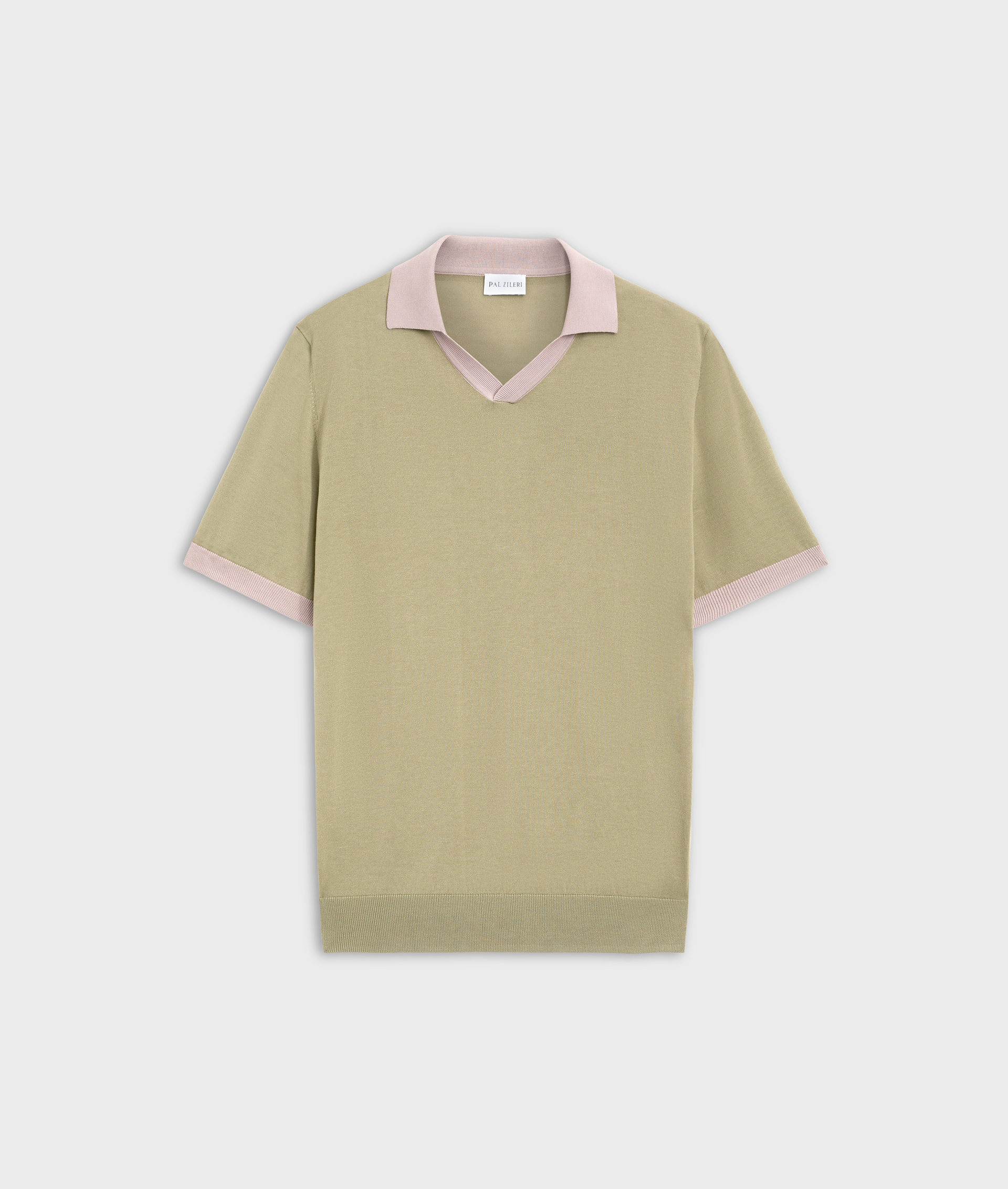 Jersey Knit Polo In Cotton And Silk Light Green | Pal Zileri