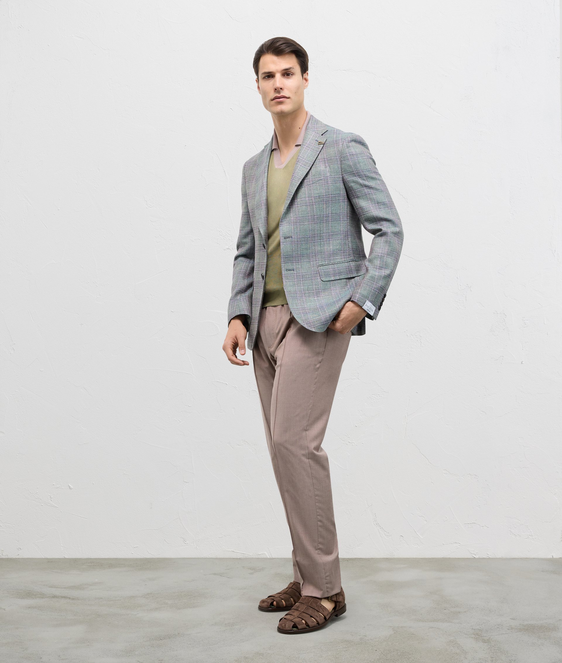 Jersey Knit Polo In Cotton And Silk Light Green | Pal Zileri