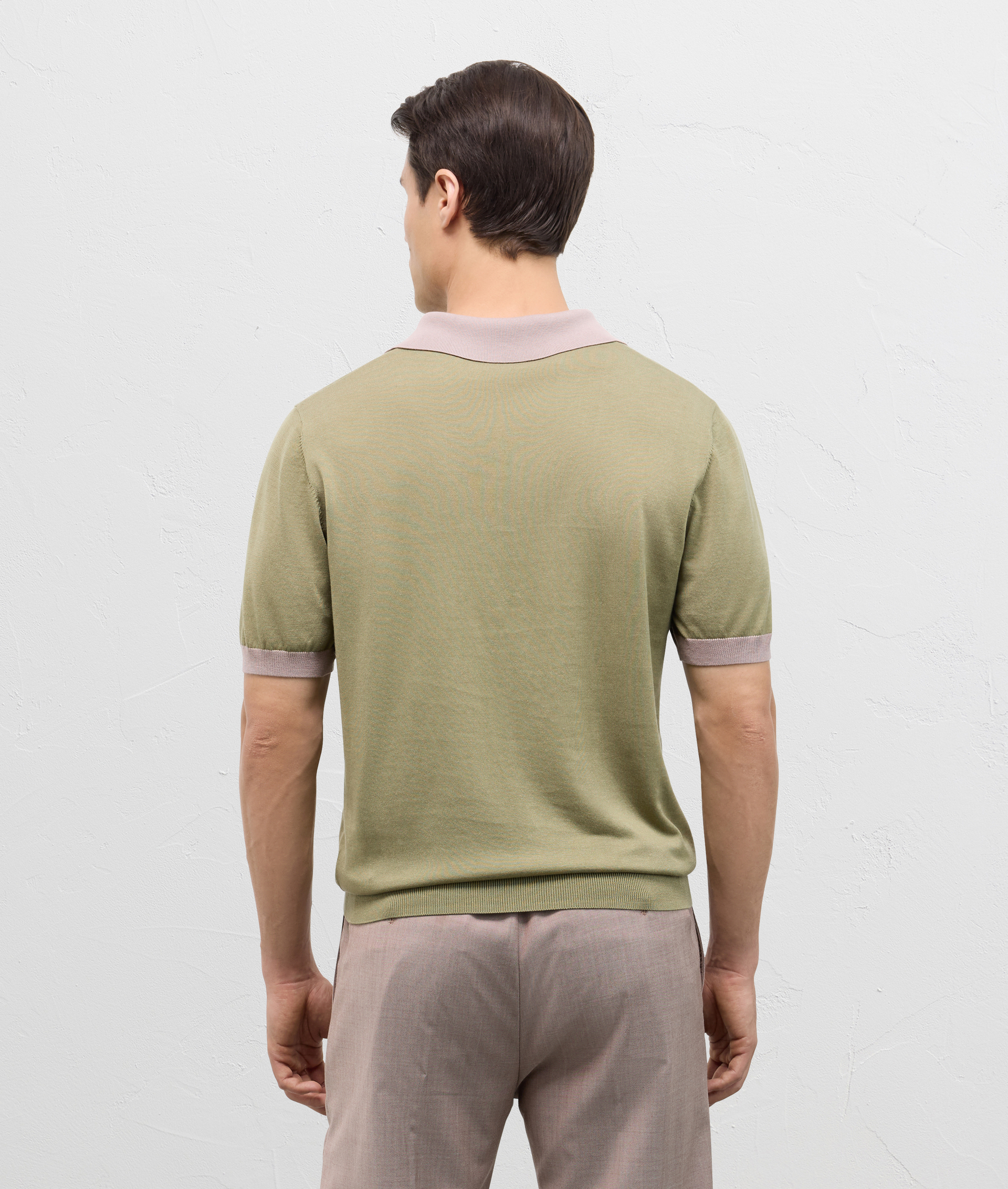 Jersey Knit Polo In Cotton And Silk Light Green | Pal Zileri