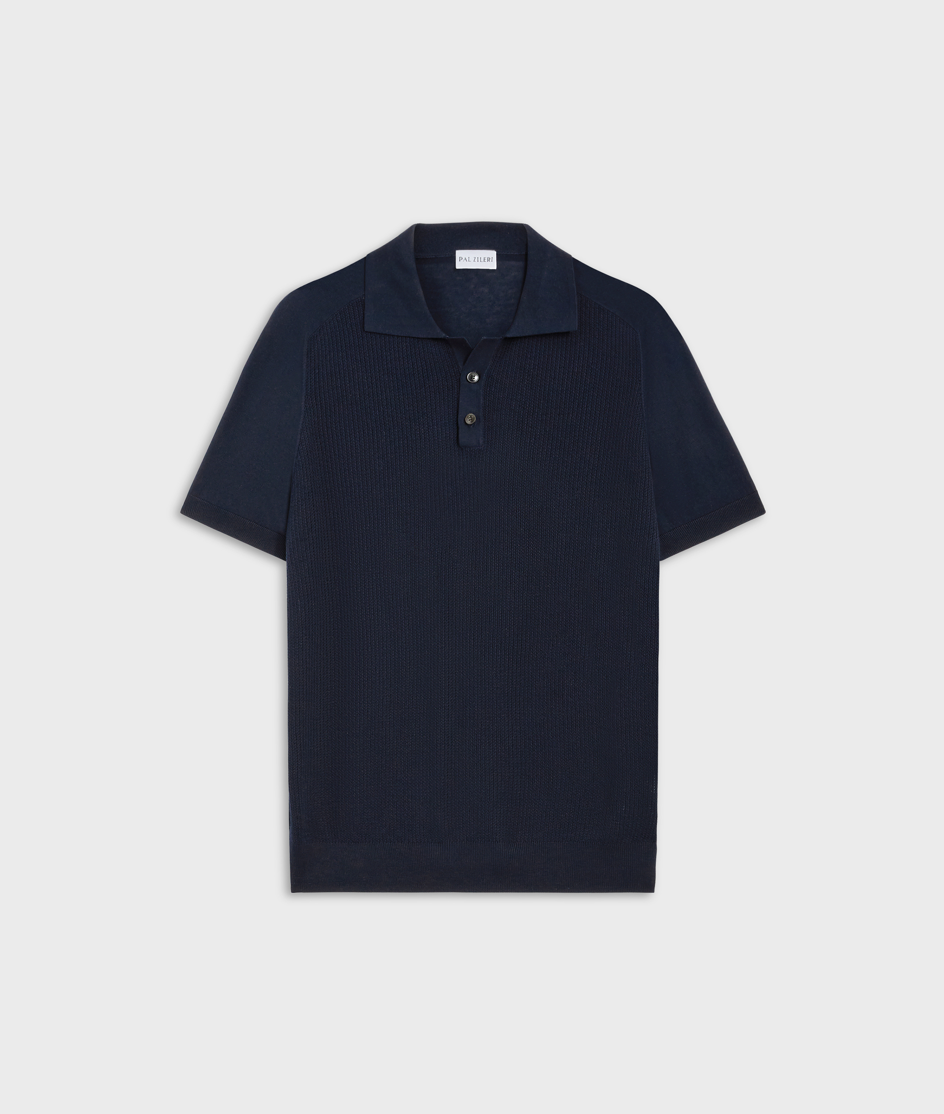 Polo in maglia di cotone e seta e chiusura a due bottoni blu navy | Pal Zileri