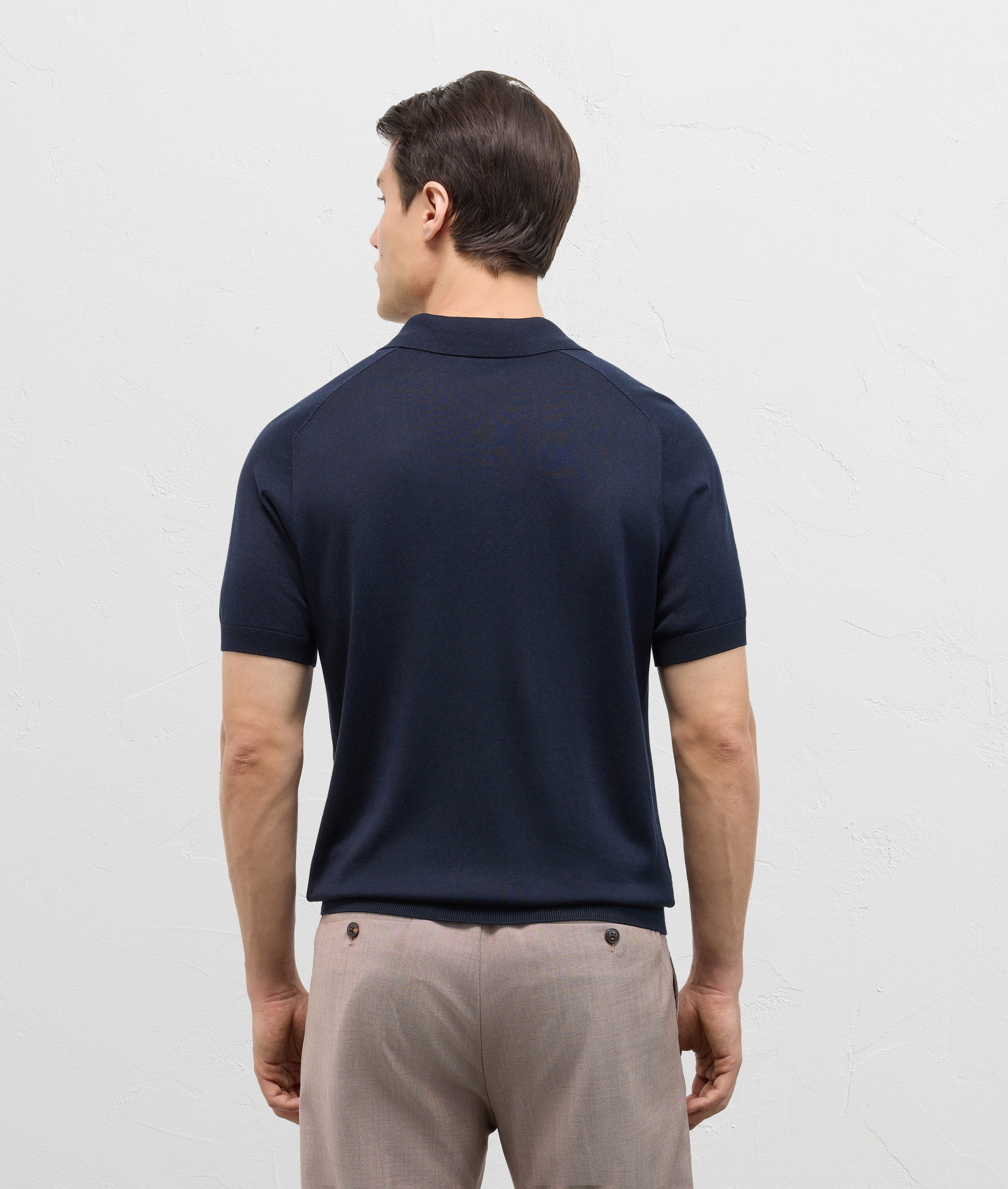 Polo in maglia di cotone e seta e chiusura a due bottoni blu navy | Pal Zileri