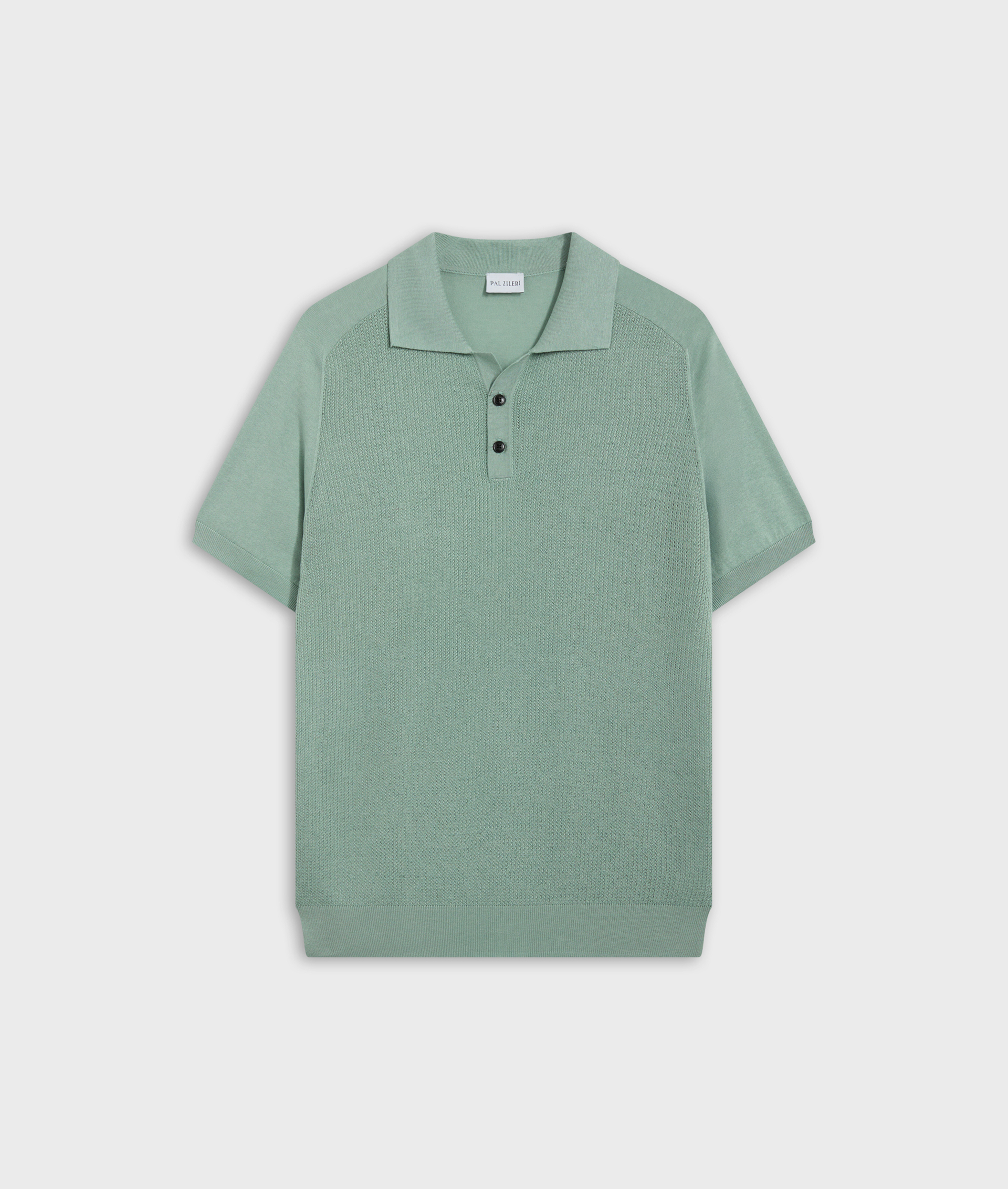 Knitted Polo With Raglan Sleeves In Silk And Cotton Light Green | Pal Zileri