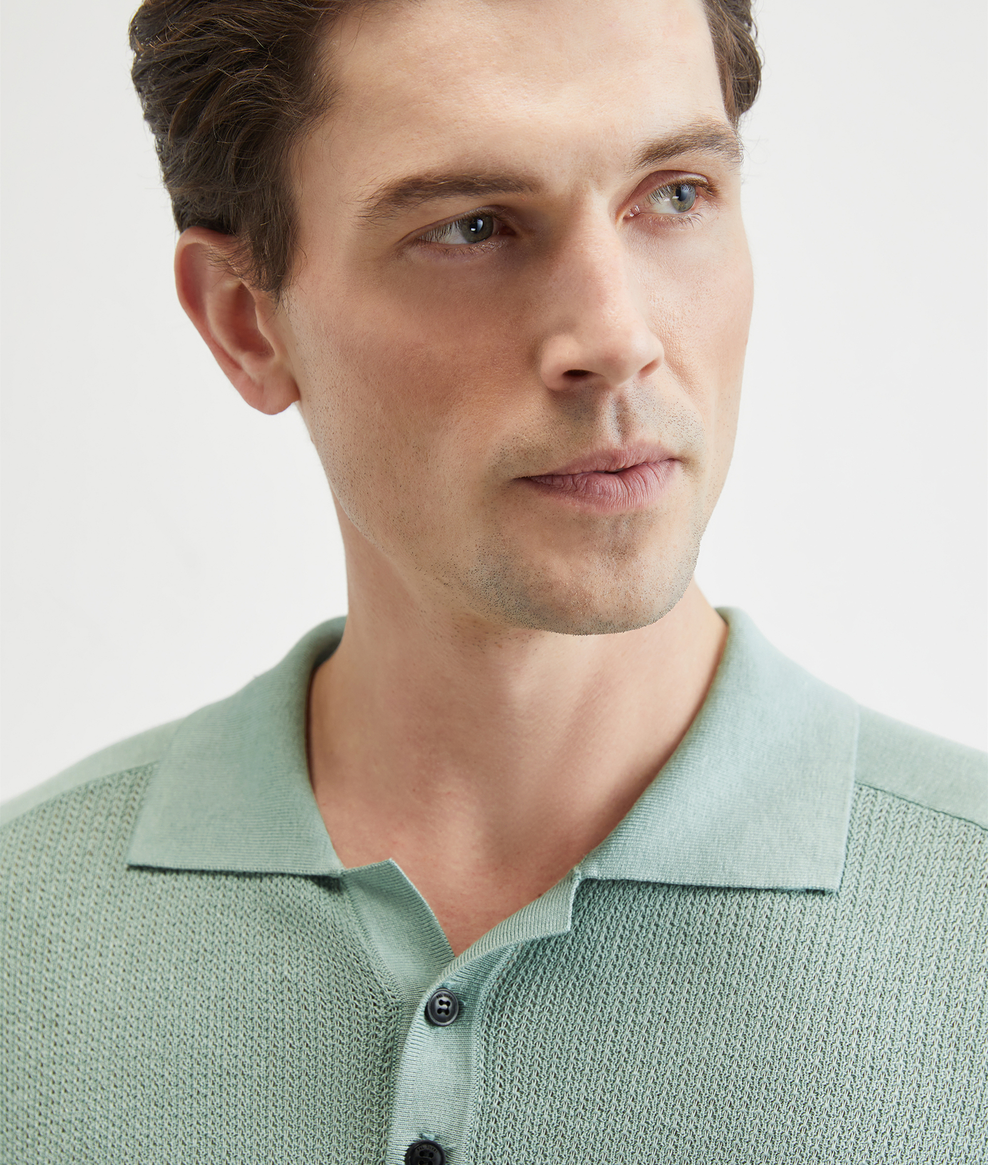 Knitted Polo With Raglan Sleeves In Silk And Cotton Light Green | Pal Zileri