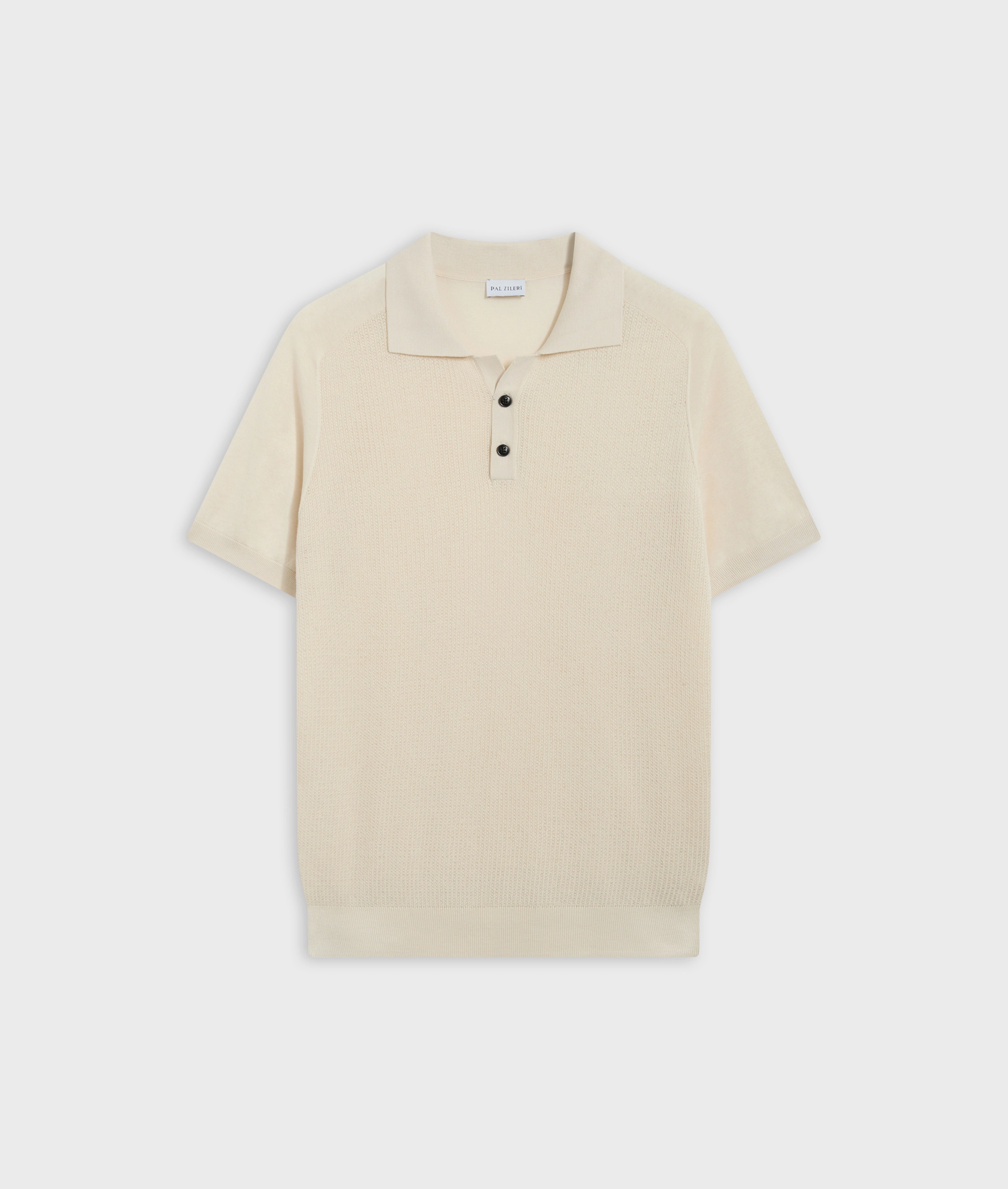 Knitted Polo With Raglan Sleeves In Silk And Cotton White | Pal Zileri