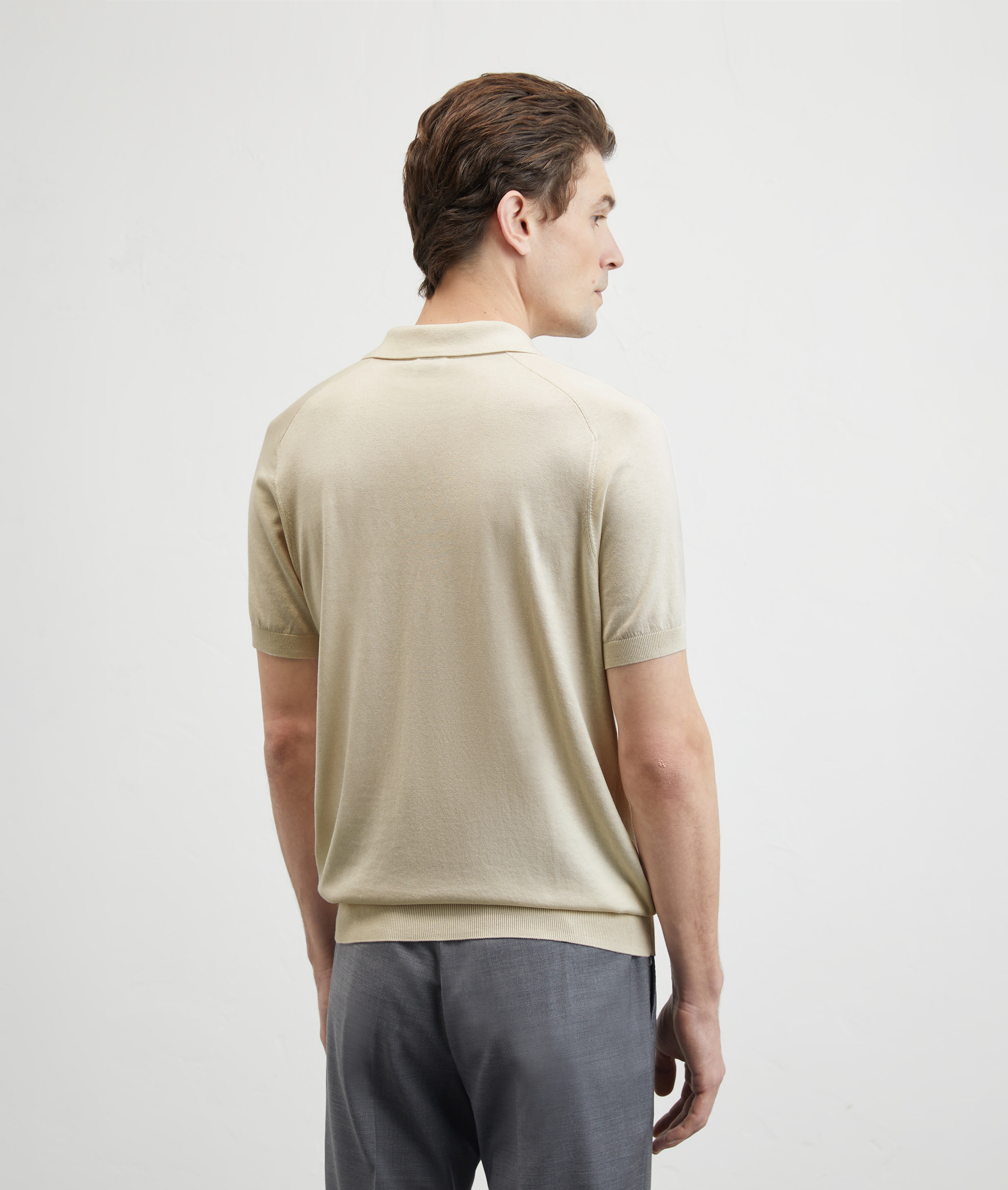 Knitted Polo With Raglan Sleeves In Silk And Cotton White | Pal Zileri