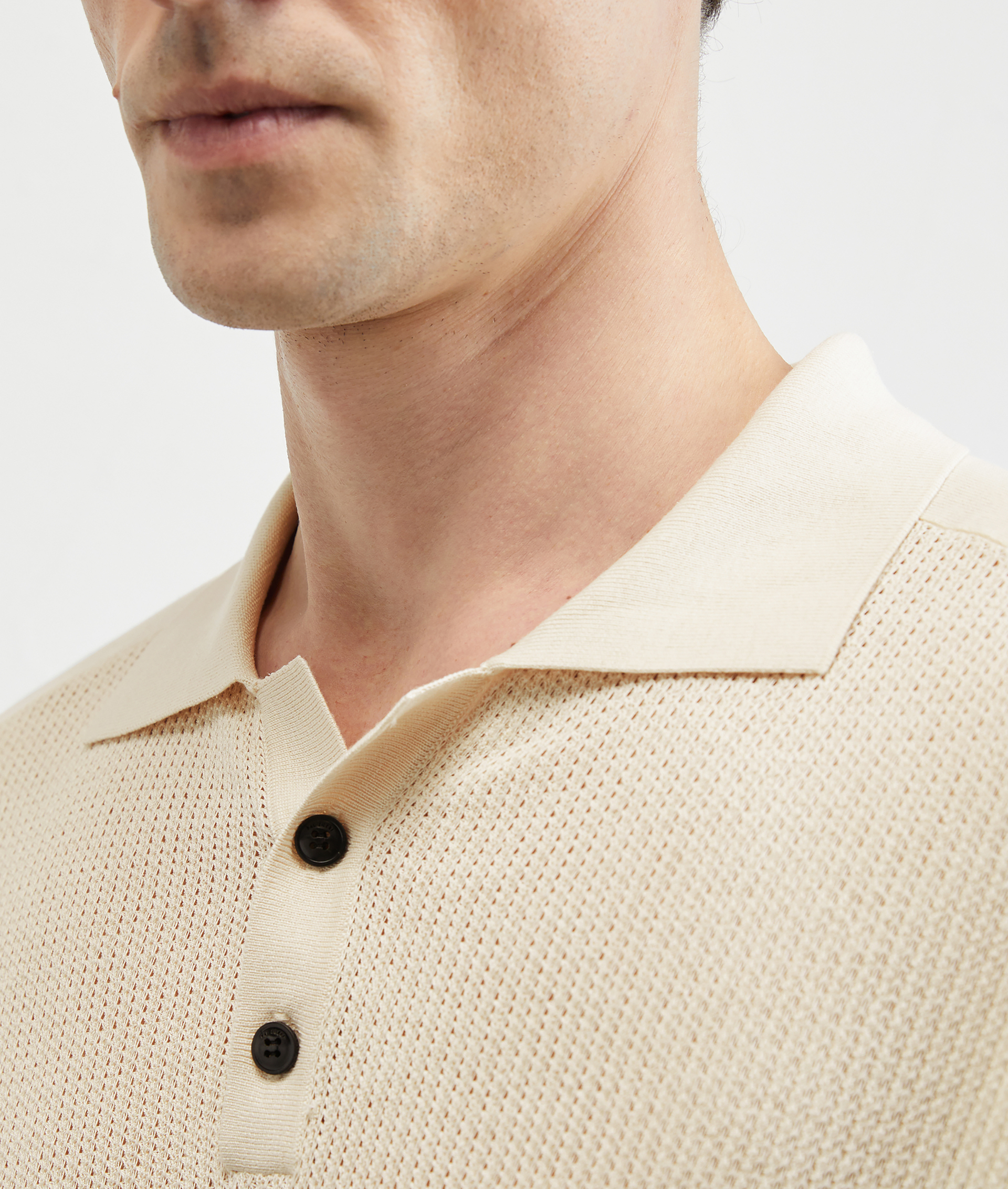 Knitted Polo With Raglan Sleeves In Silk And Cotton White | Pal Zileri