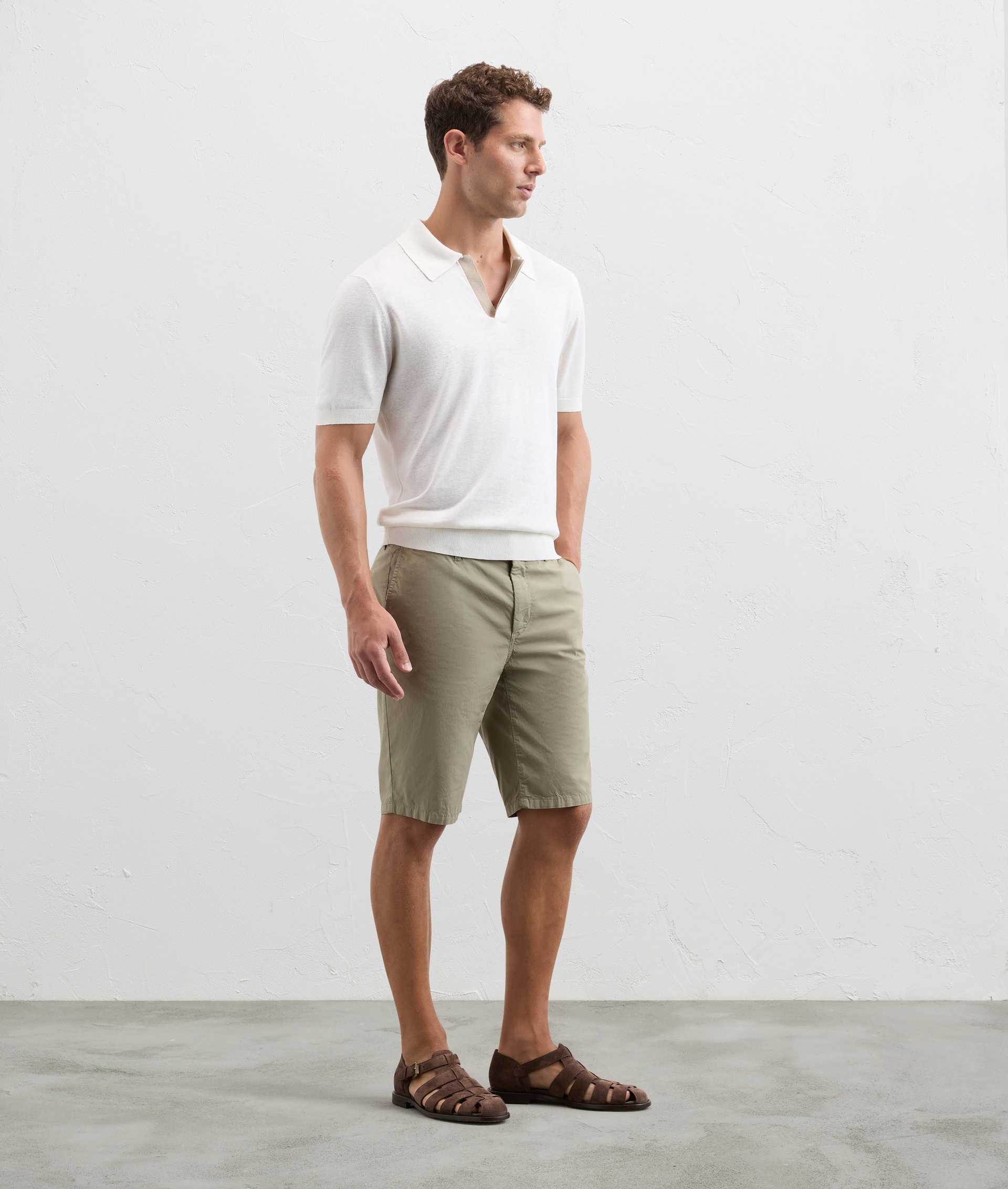 Polo shirt in silk and linen jersey white - Knitwear - Pal Zileri | Official Website