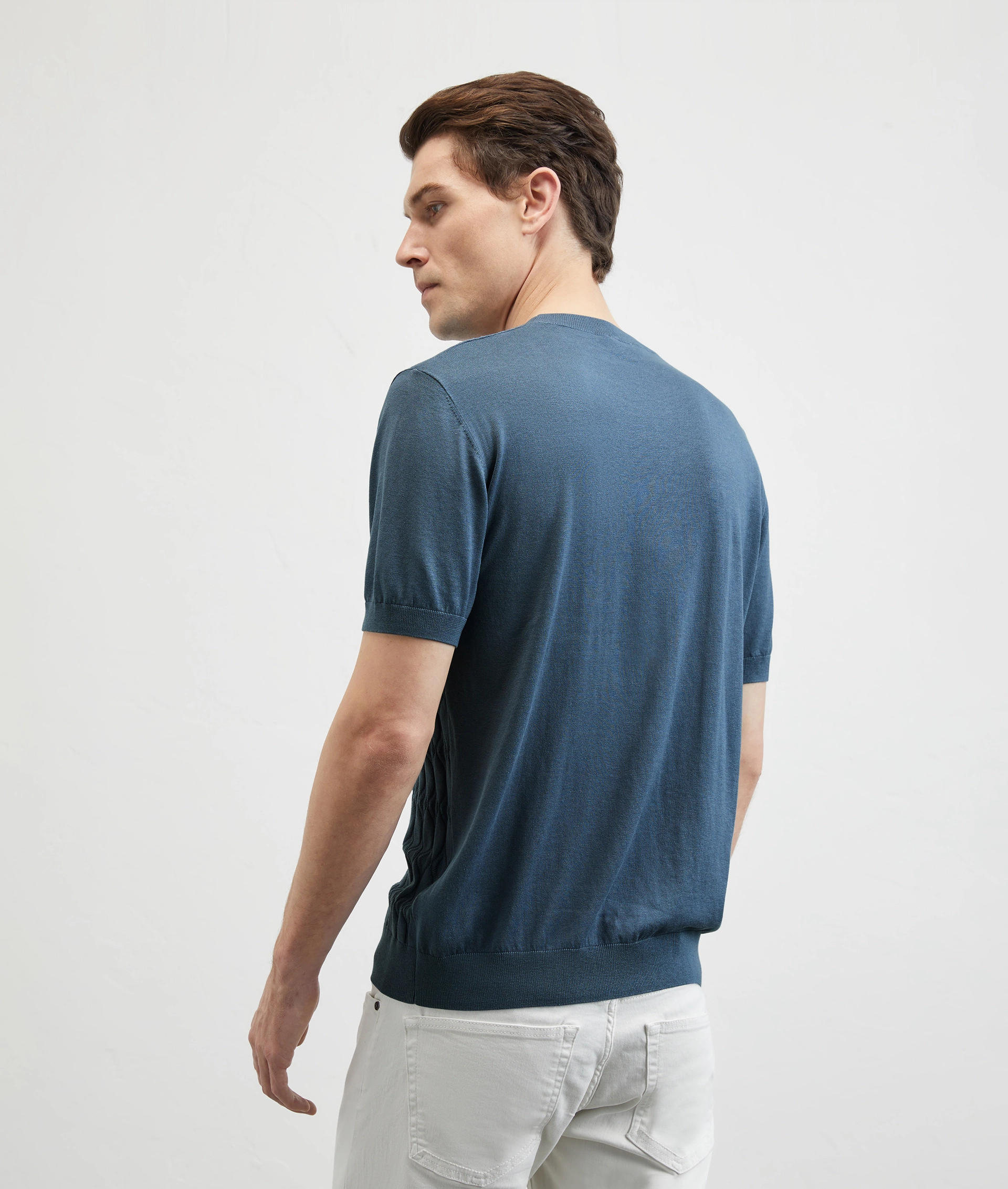 Knitted Tshirt In Silk And Cotton Light Blue | Pal Zileri