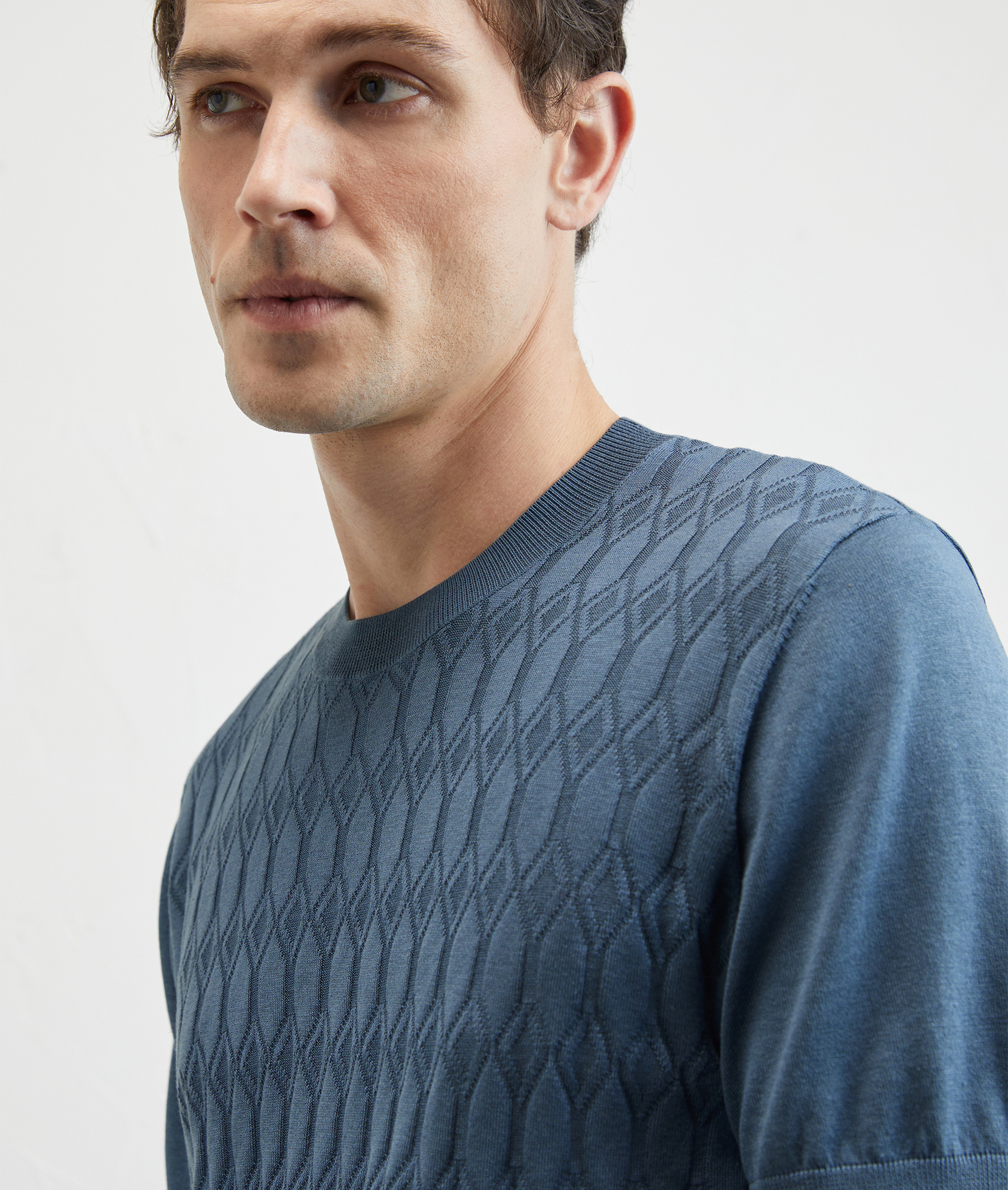Knitted Tshirt In Silk And Cotton Light Blue | Pal Zileri