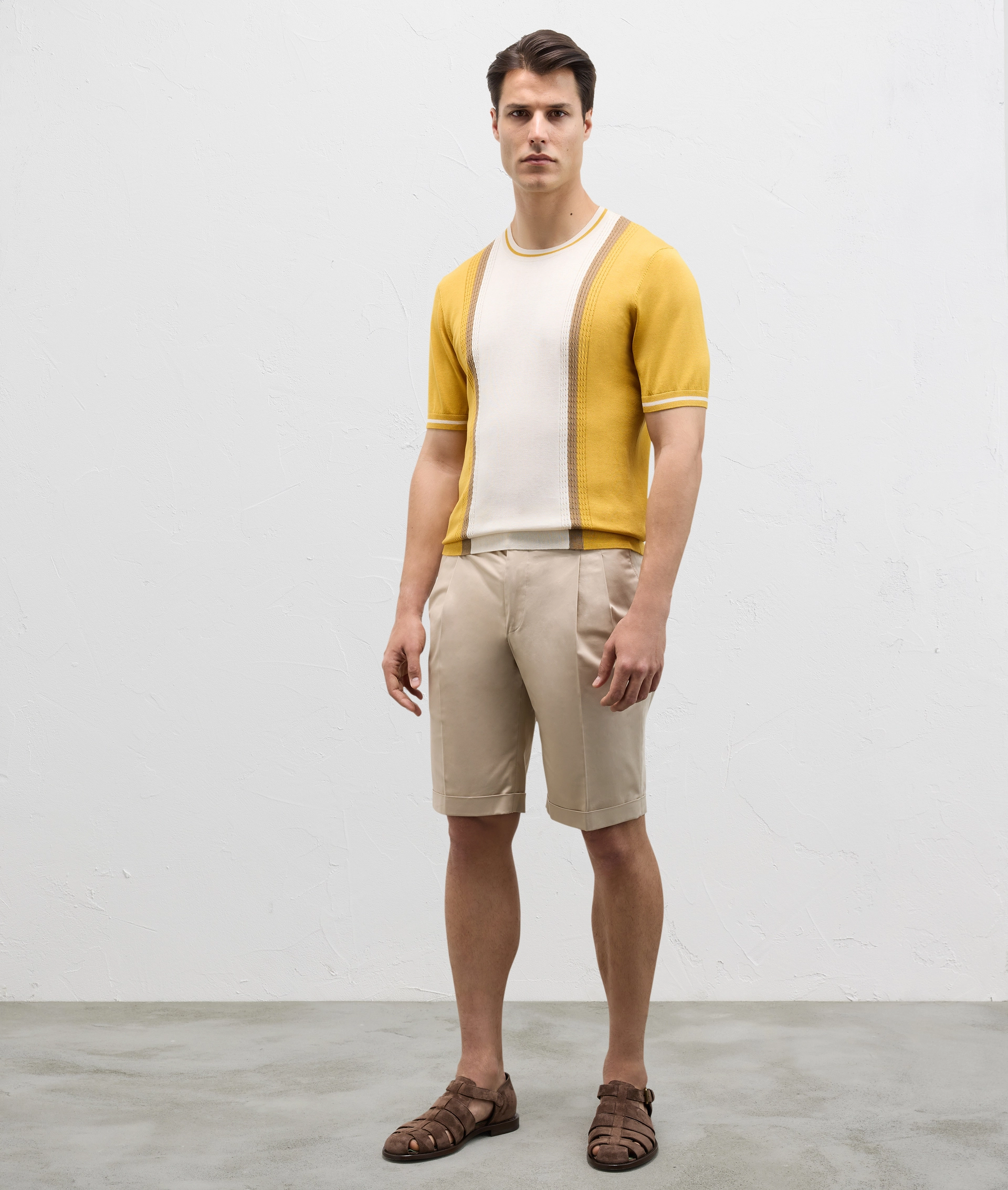 Knit Tshirt With Inlays White | Pal Zileri