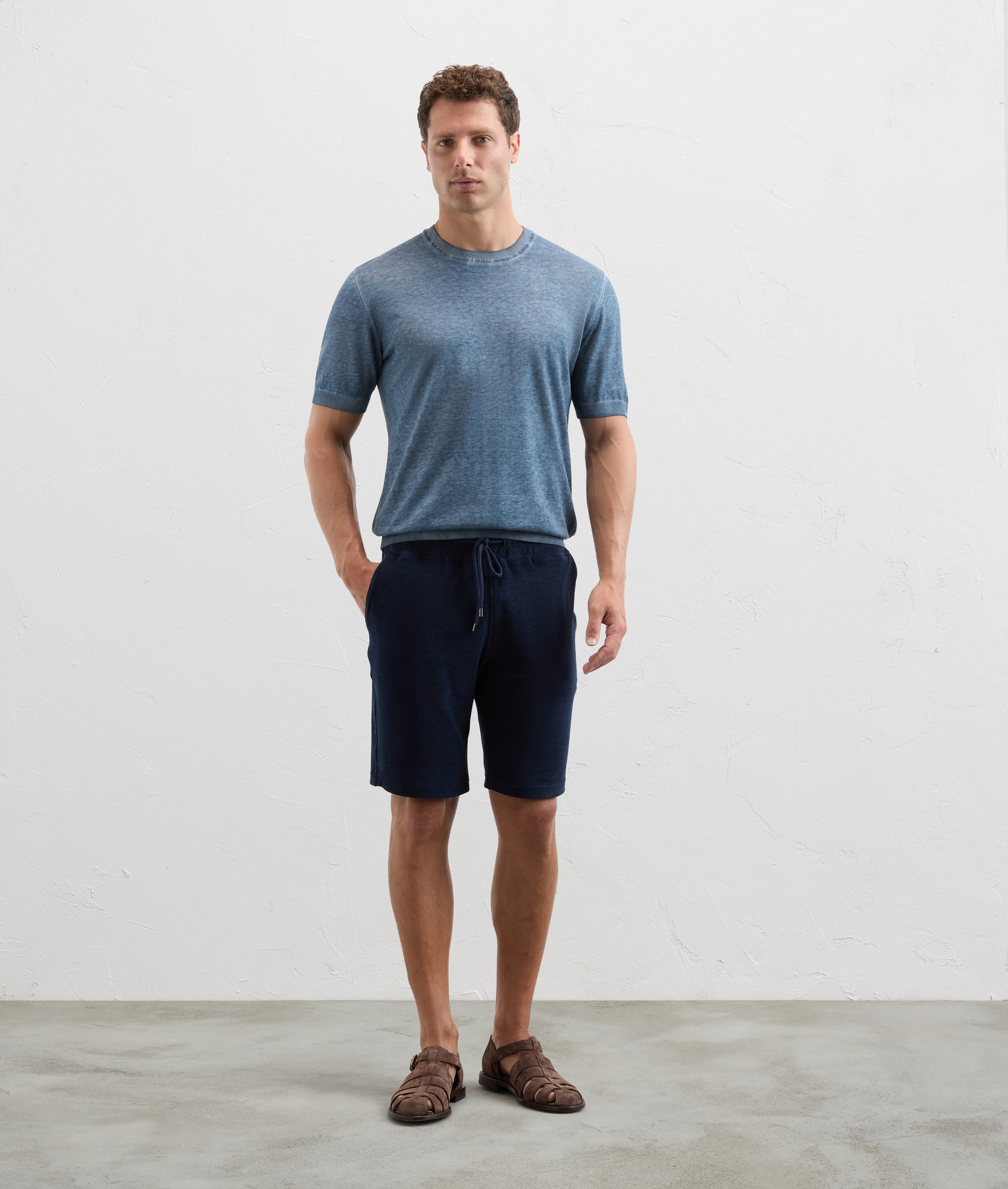 Crewneck Knit Tshirt With Topstitching Light Blue - T-Shirts and Polo - Pal Zileri | Official Website