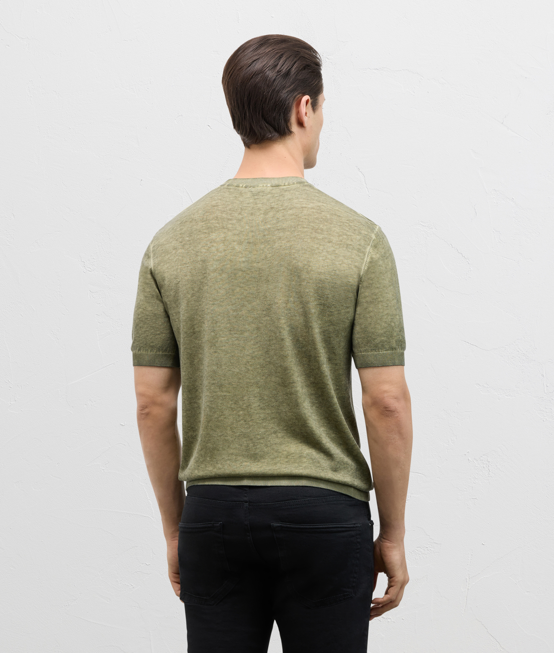 Crewneck Knit Tshirt With Topstitching Light Green | Pal Zileri