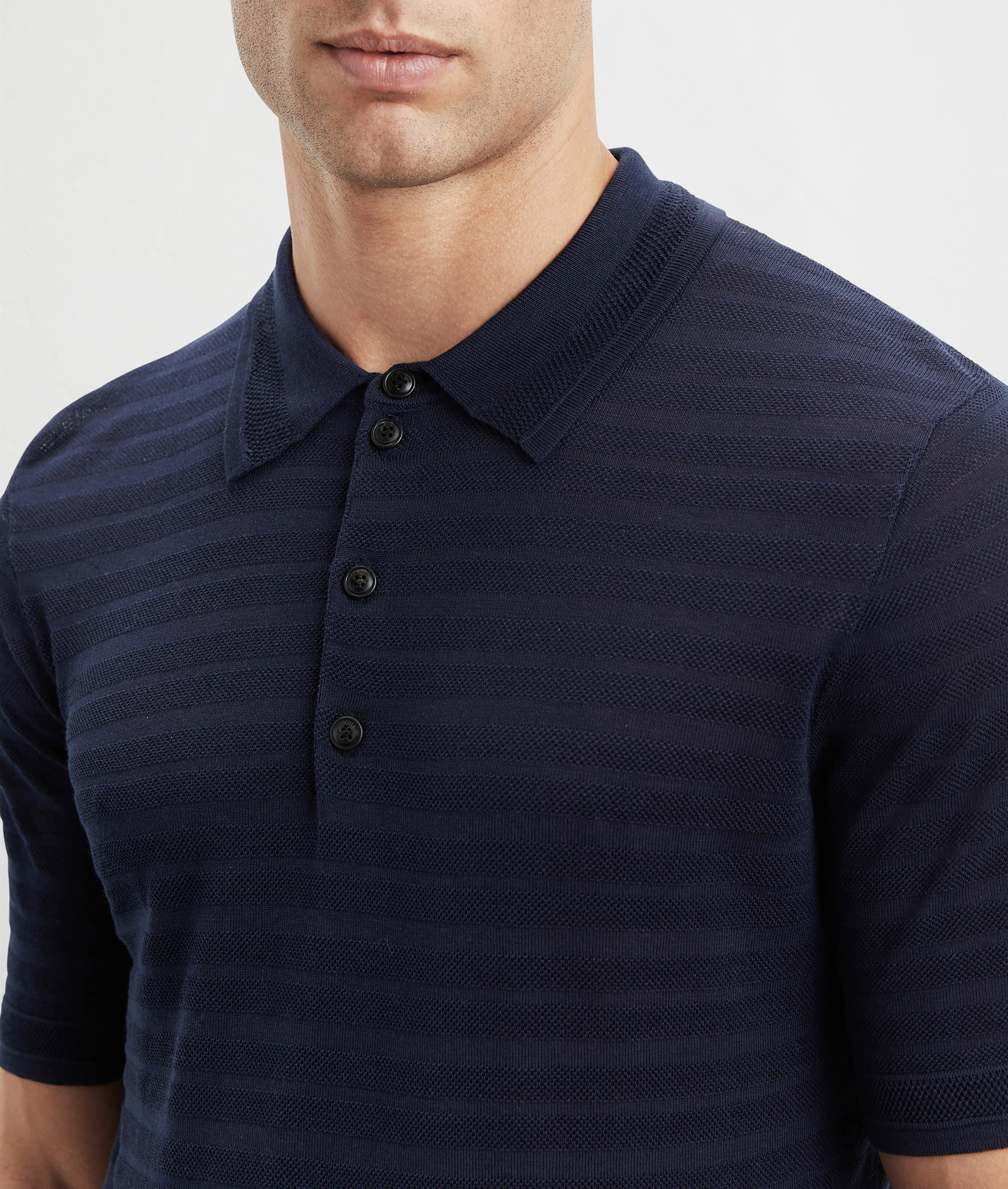 Effortless Polo In Striped Jersey Navy Blue | Pal Zileri