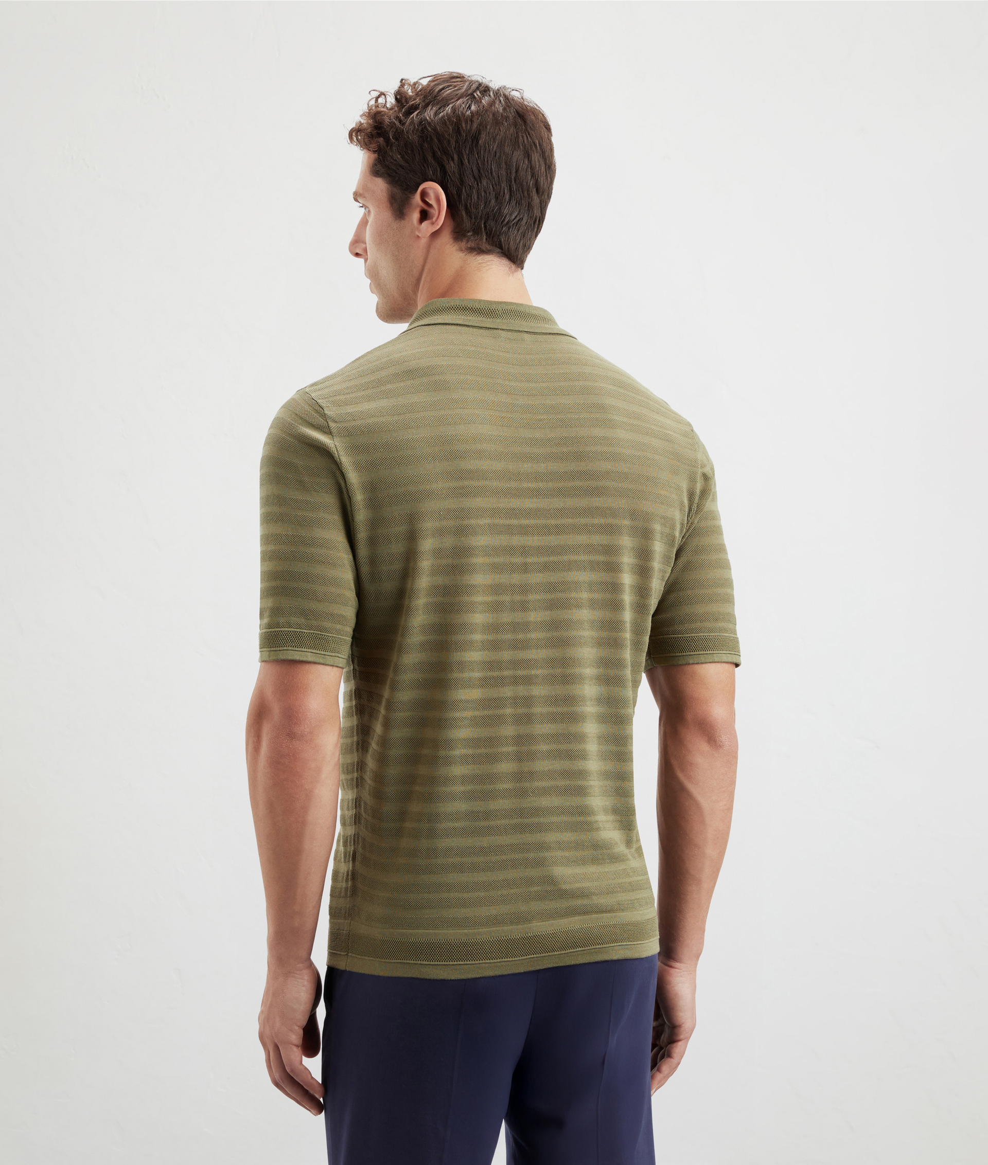 Effortless Polo In Striped Jersey Light Green | Pal Zileri