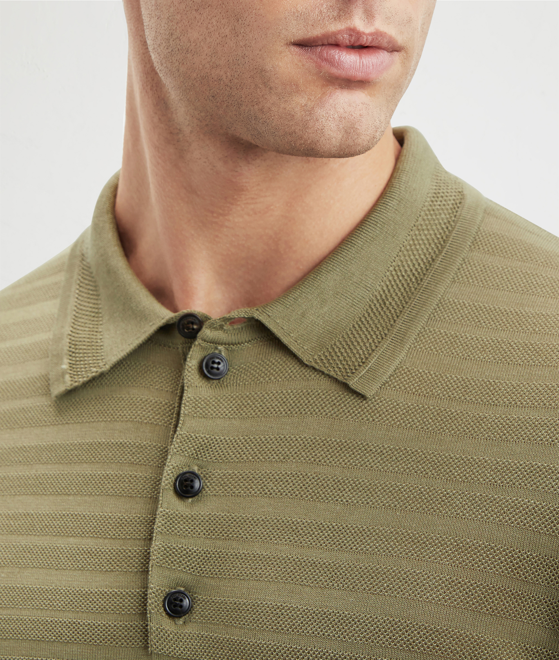 Effortless Polo In Striped Jersey Light Green | Pal Zileri