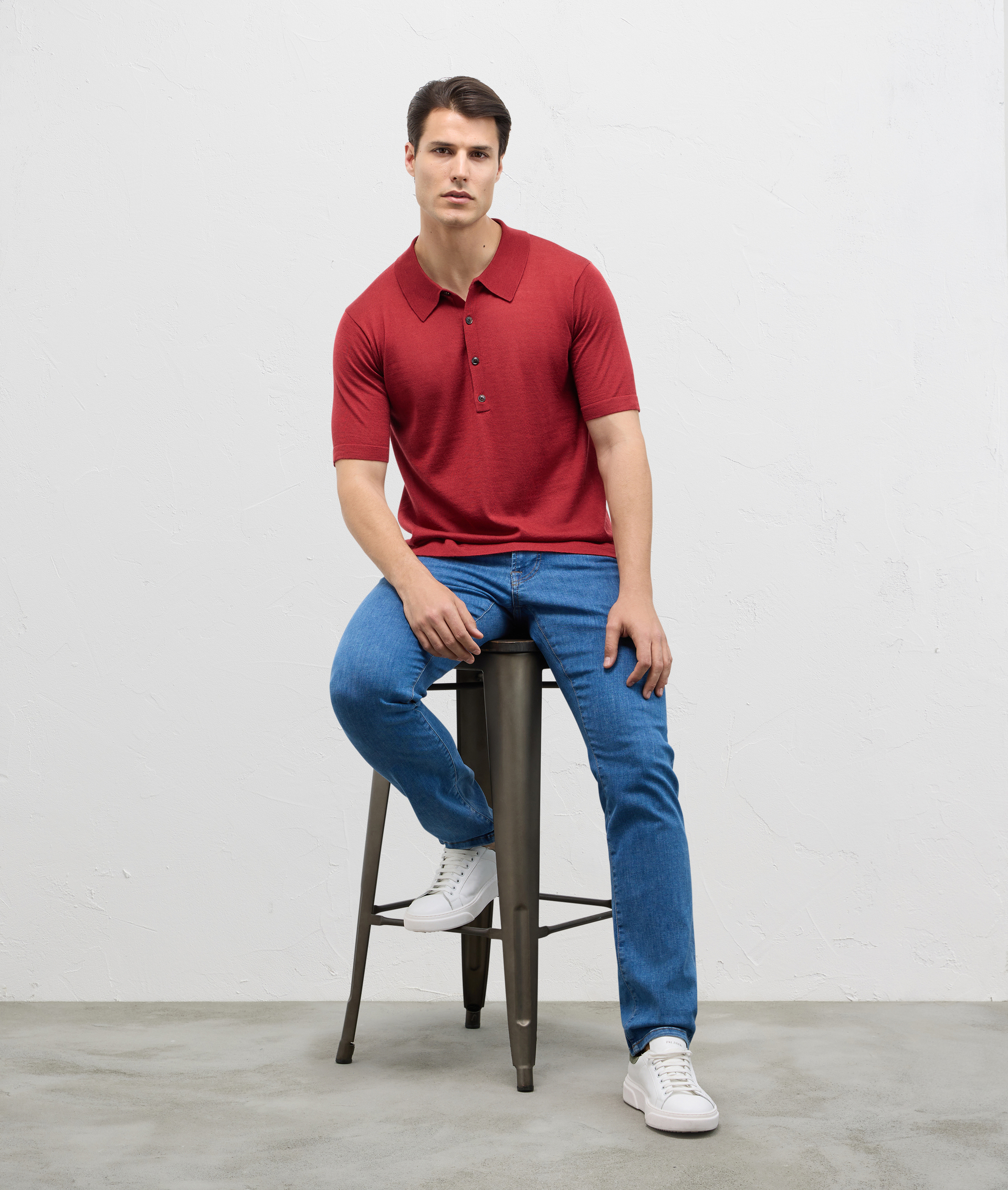 Polo In Cashmere And Silk With 3-Button Closure Red | Pal Zileri
