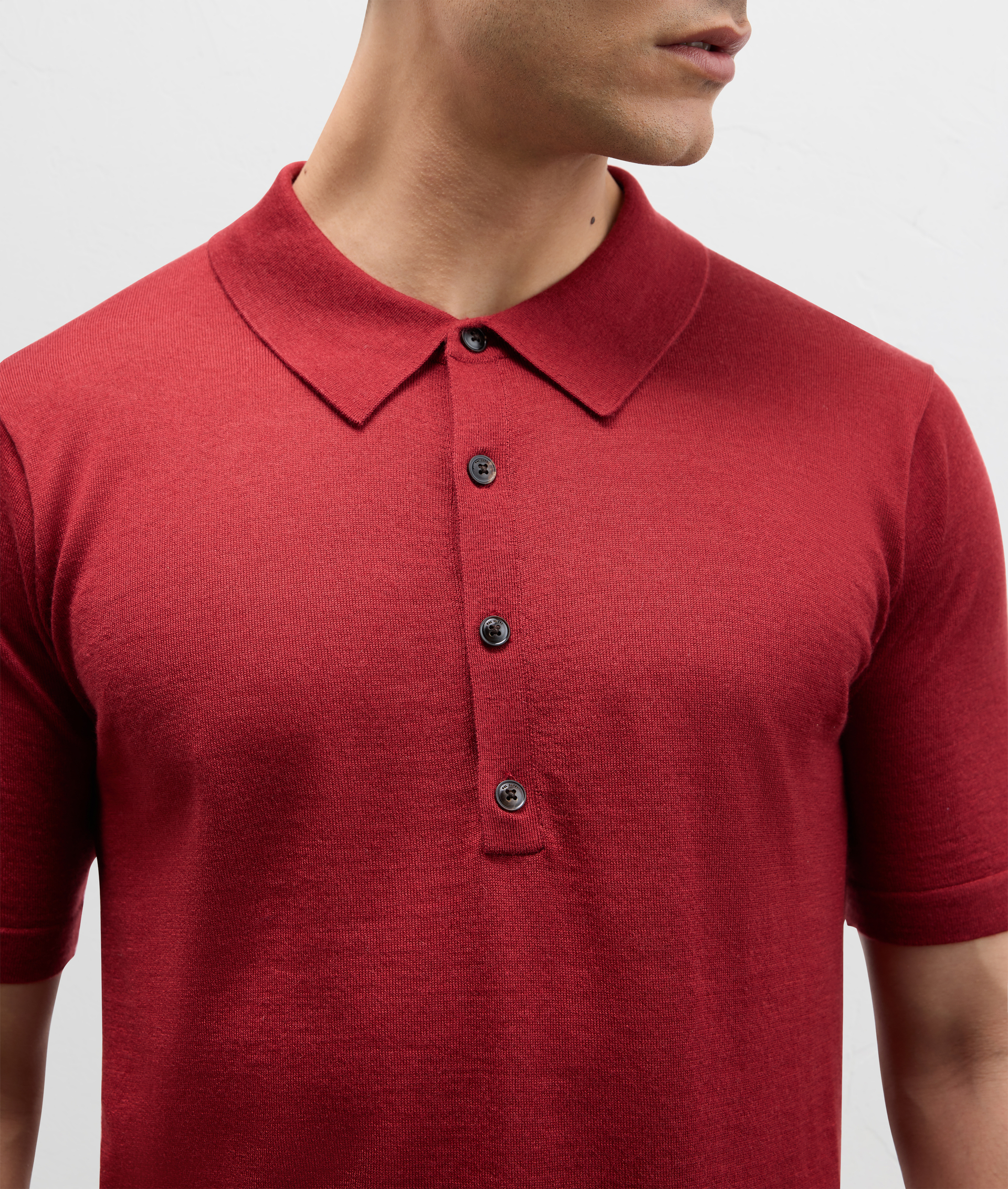 Polo In Cashmere And Silk With 3-Button Closure Red | Pal Zileri