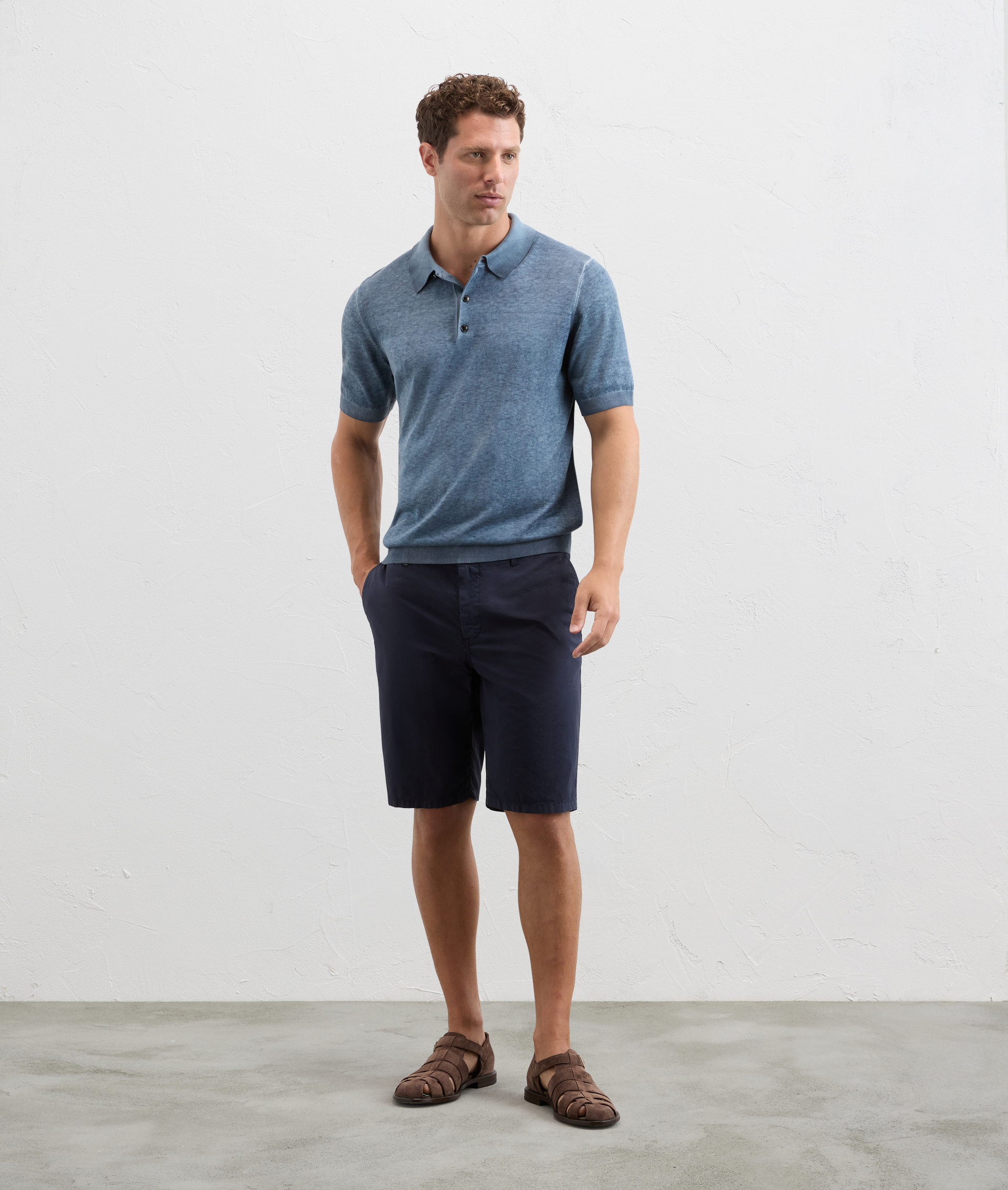 Knit Polo In Silk And Cotton Light Blue - T-Shirts and Polo - Pal Zileri | Official Website