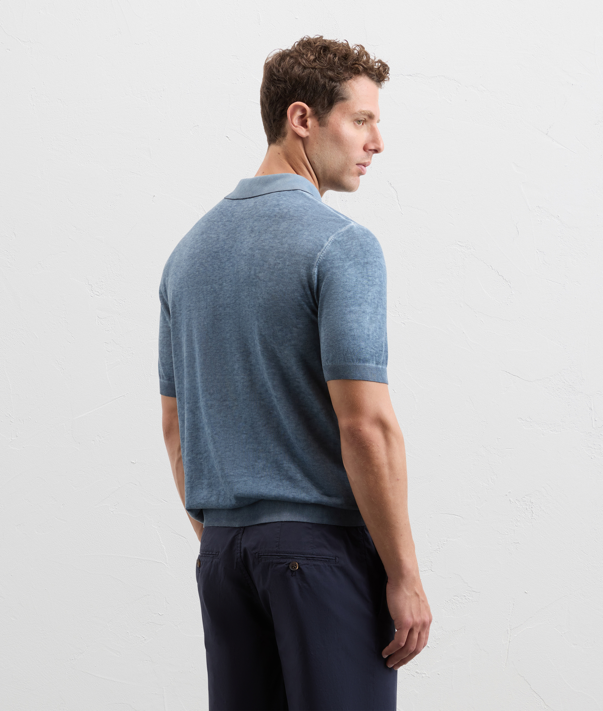 Knit Polo In Silk And Cotton Light Blue - Pal Zileri | Official Website