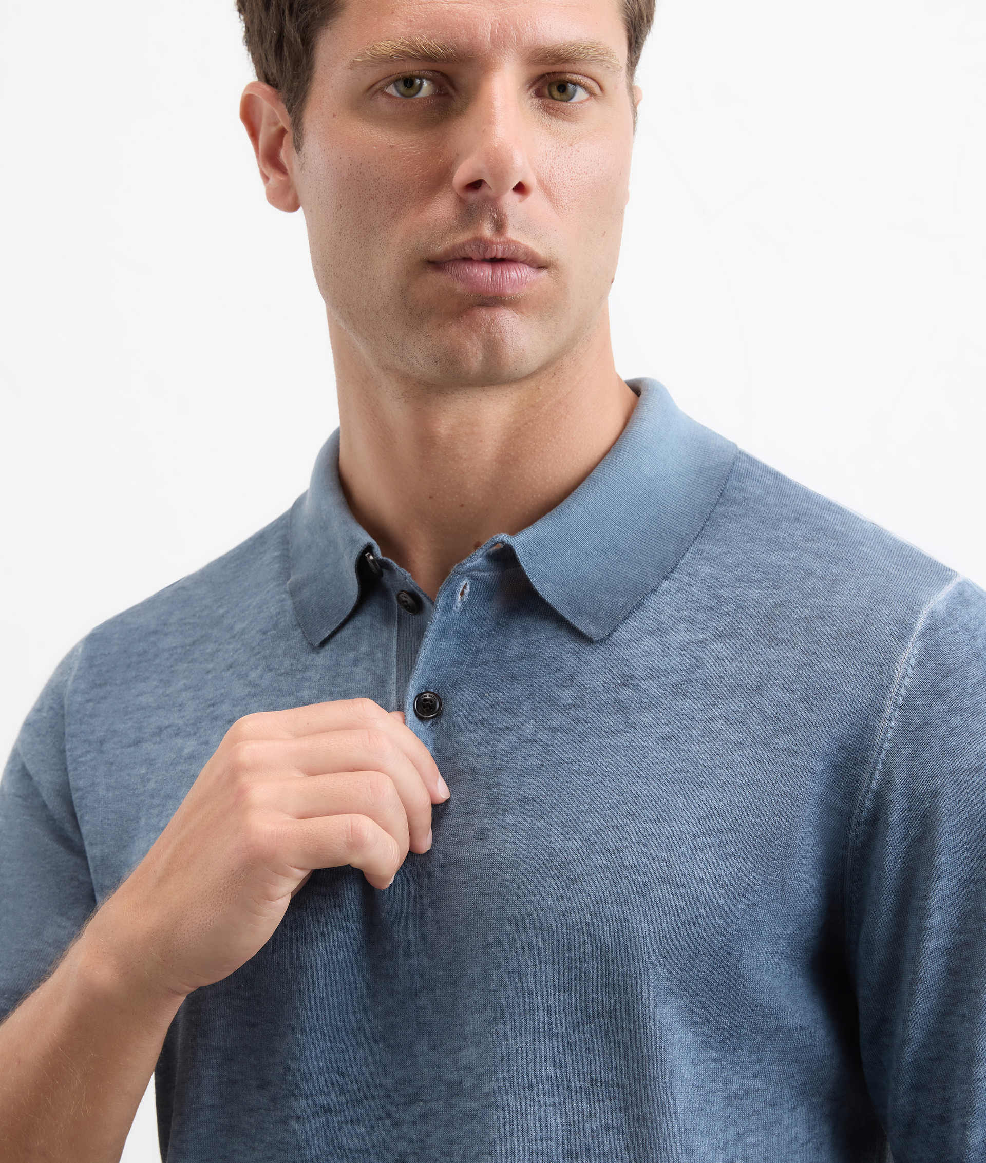 Knit Polo In Silk And Cotton Light Blue - Pal Zileri | Official Website