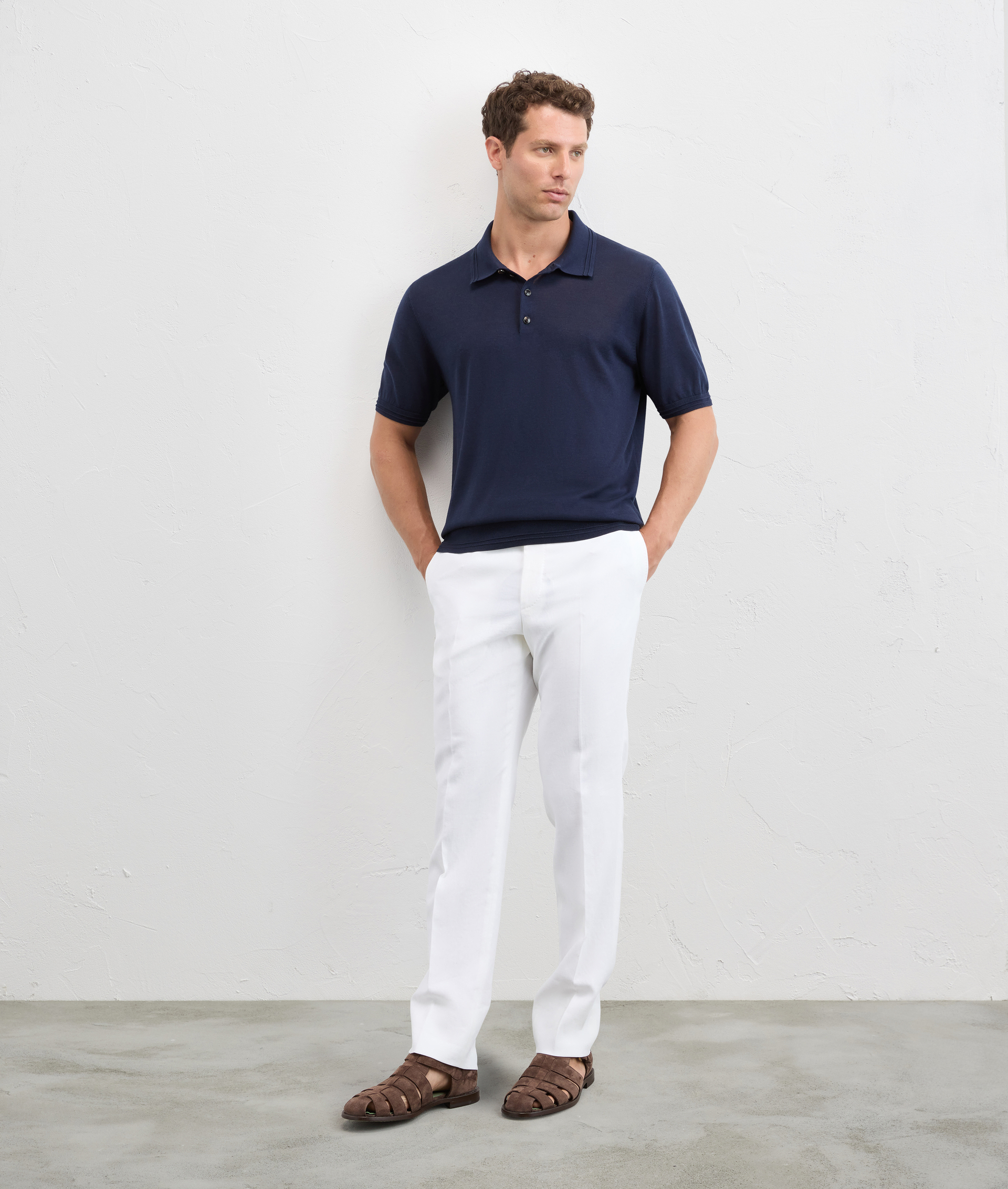 Effortless Polo In Cotton, Silk And Lyocell Navy Blue - T-Shirts and Polo - Pal Zileri | Official Website