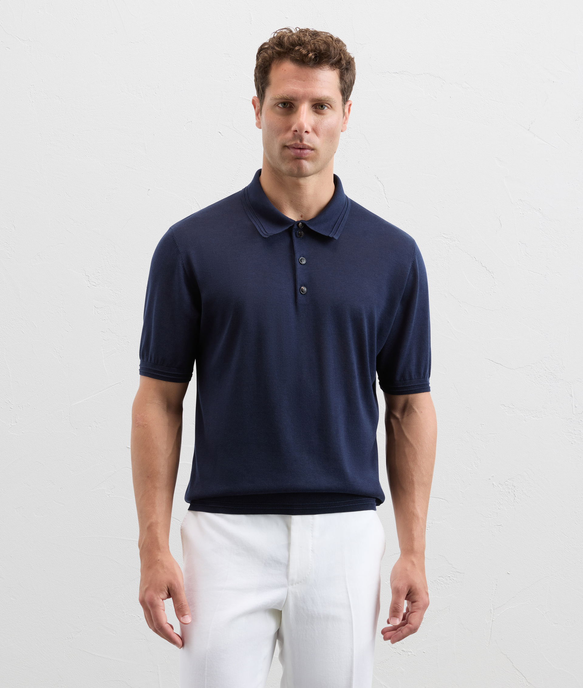 Effortless Polo In Cotton, Silk And Lyocell Navy Blue - Pal Zileri | Official Website