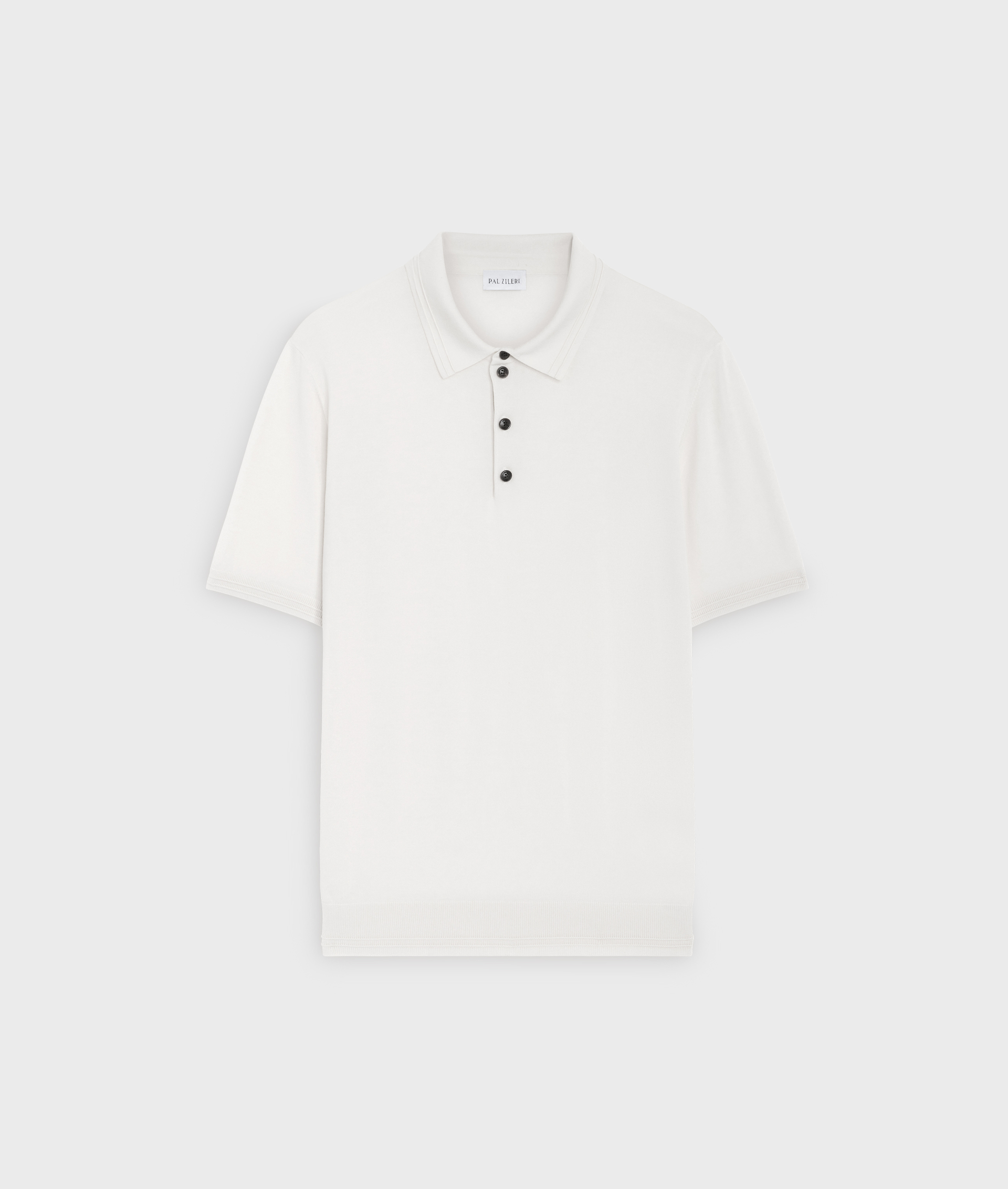 Polo shirt in knitted cotton silk and lyocell white - Knitwear - Pal Zileri | Official Website