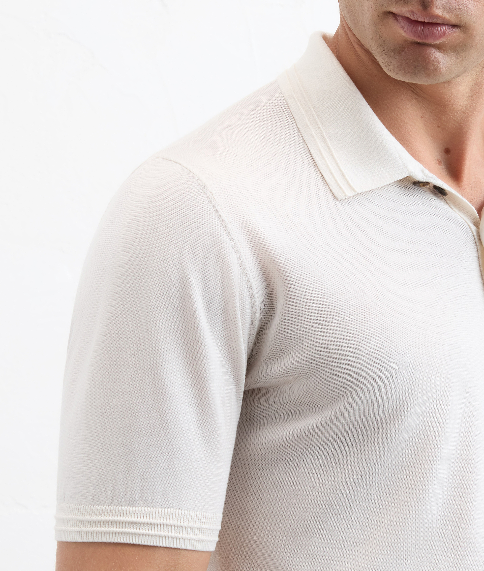 Polo in maglia di cotone, seta e lyocell bianca - Pal Zileri | Official Website