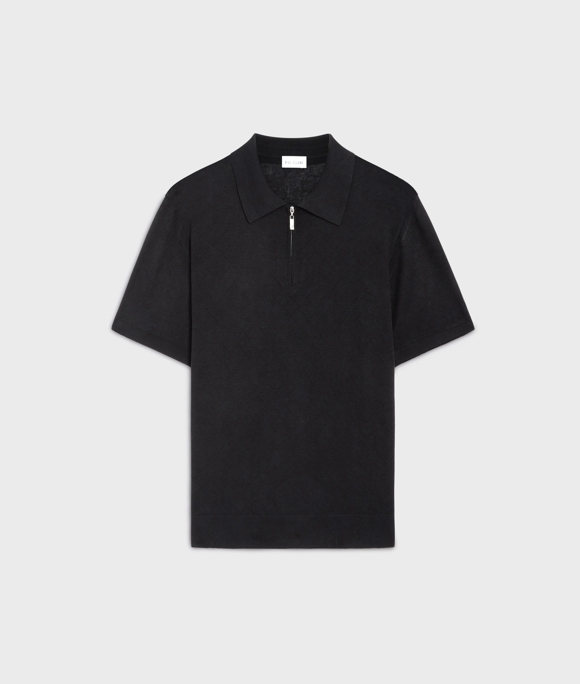 Polo shirt short sleeved in silk and cotton with zip closure dark grey - Knitwear - Pal Zileri | Official Website