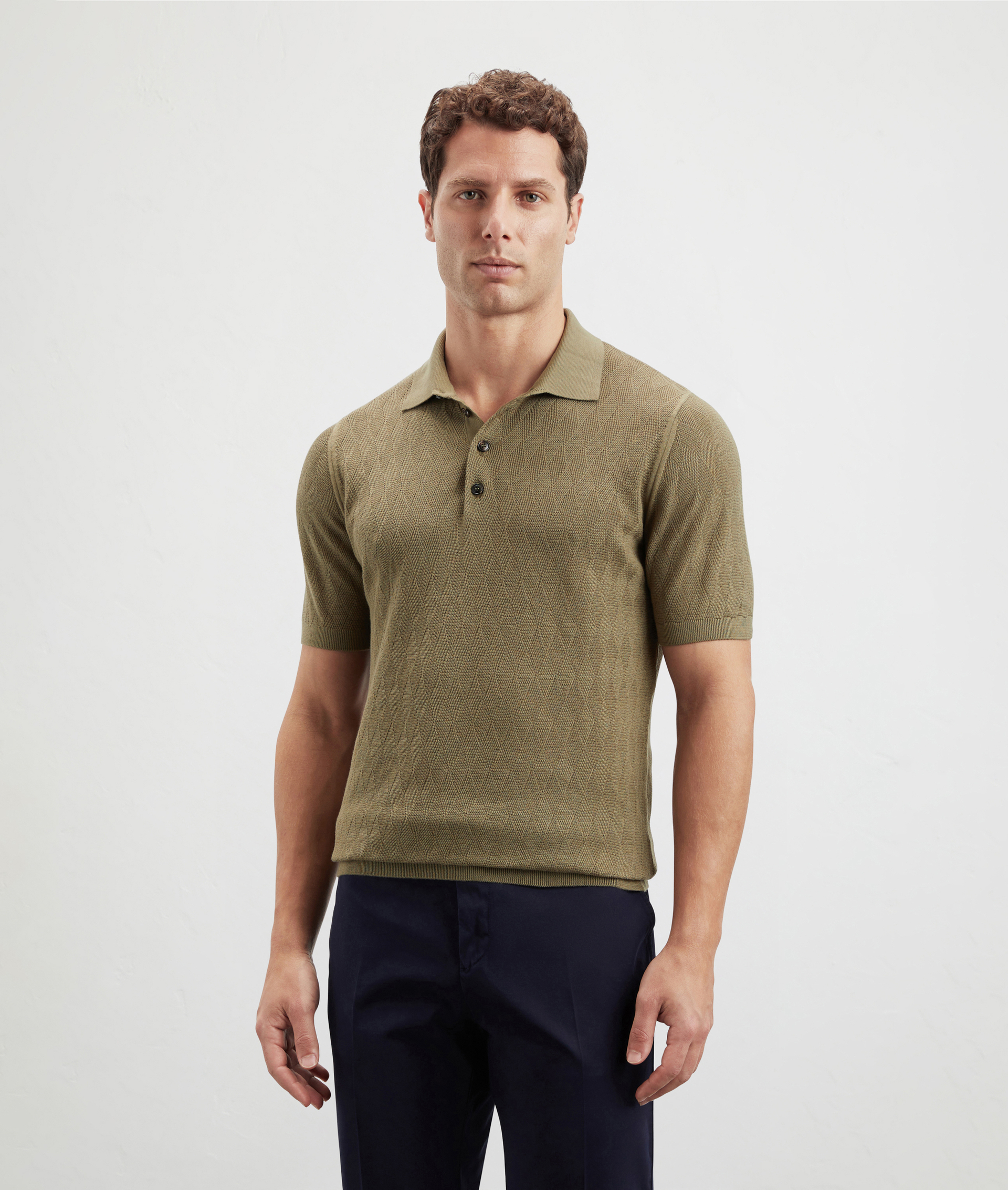 Knit Polo In Pure Cotton Light Green | Pal Zileri