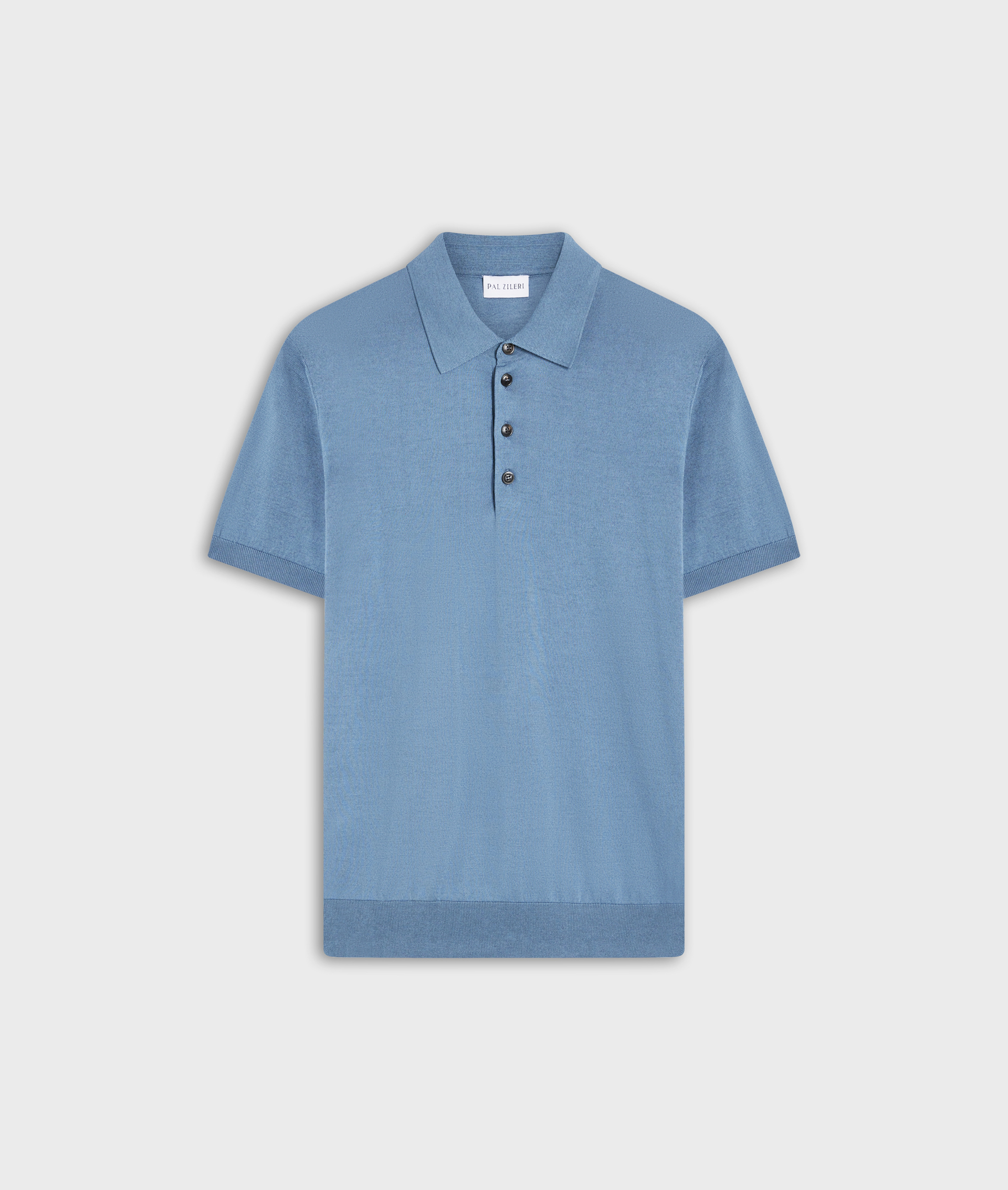 Knit Polo In Silk And Cotton Light Blue | Pal Zileri