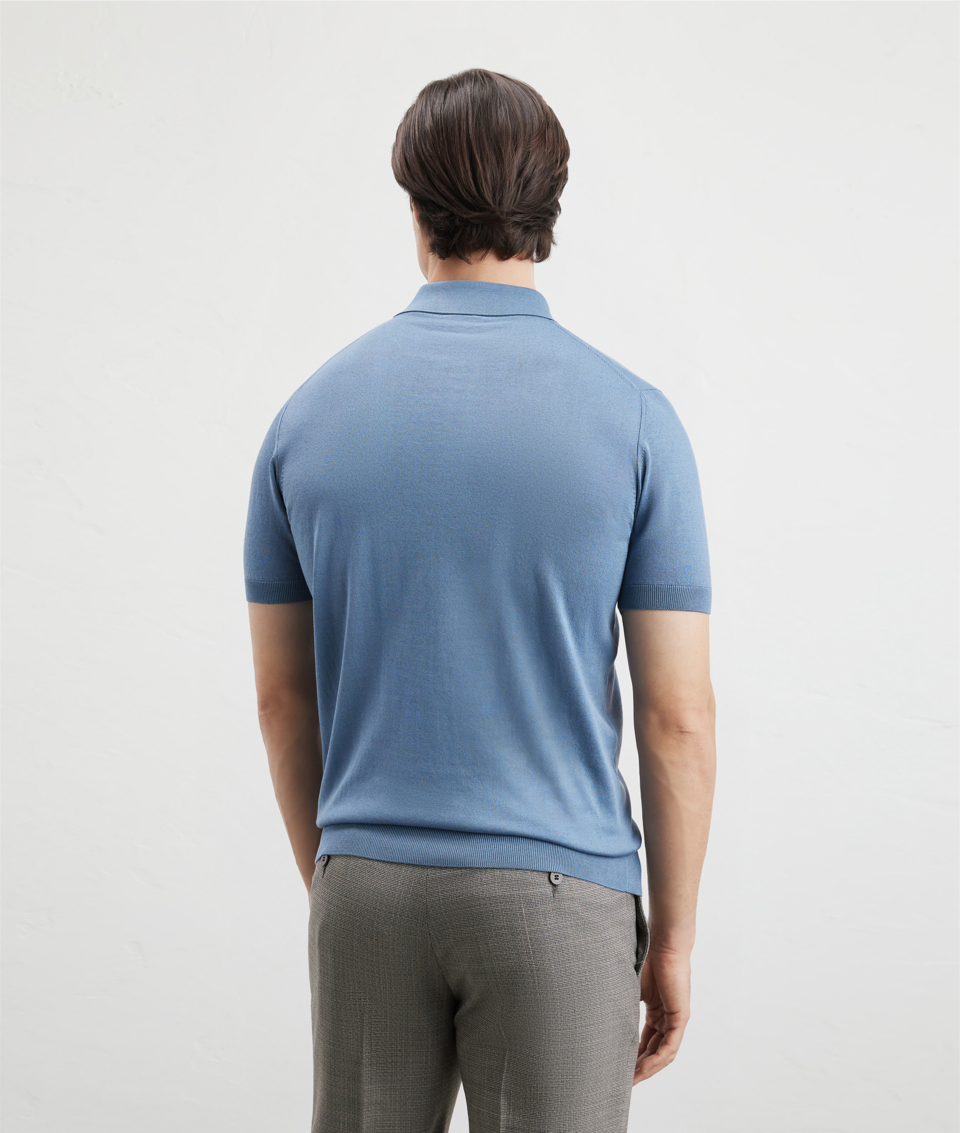 Knit Polo In Silk And Cotton Light Blue | Pal Zileri