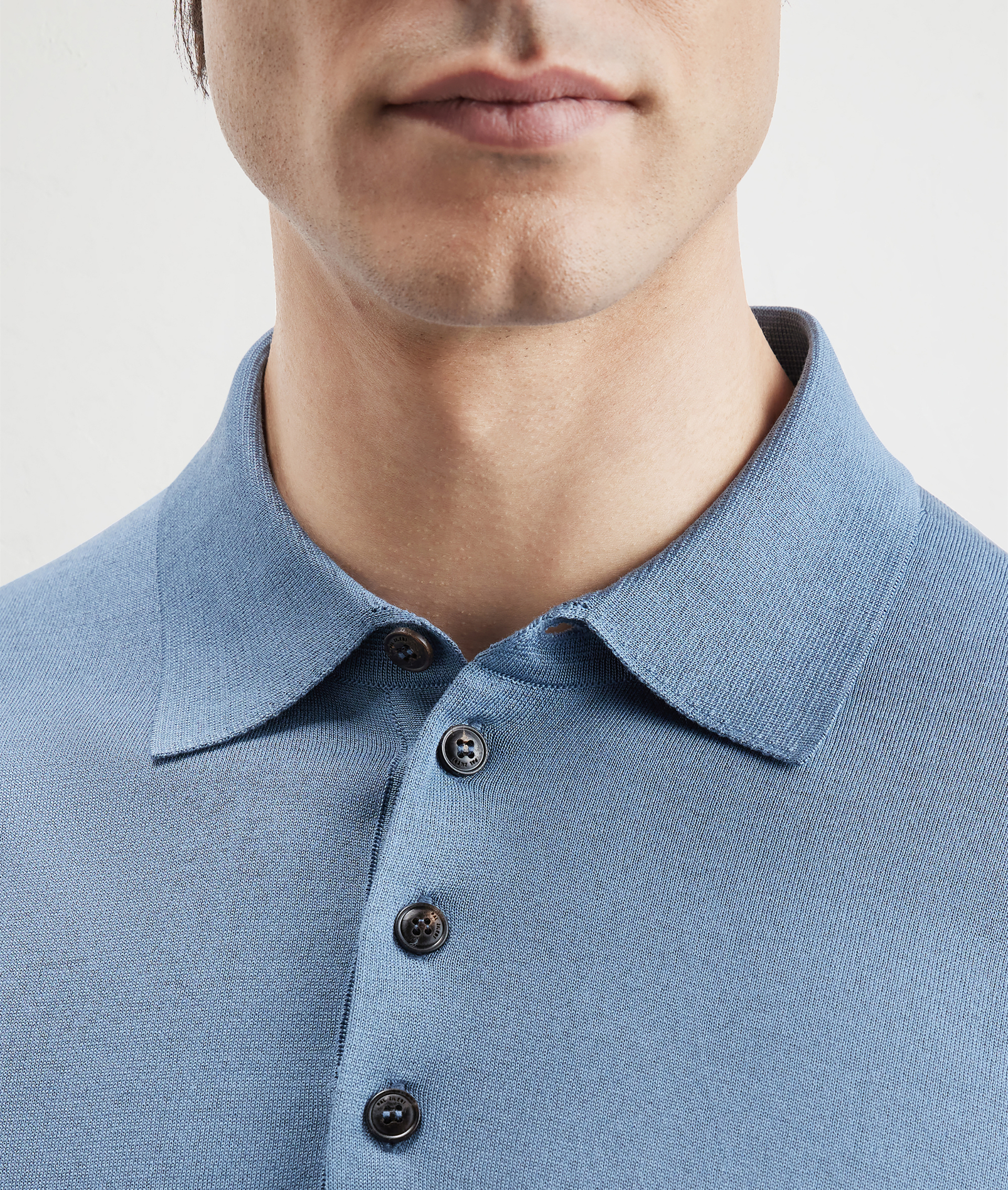 Knit Polo In Silk And Cotton Light Blue | Pal Zileri