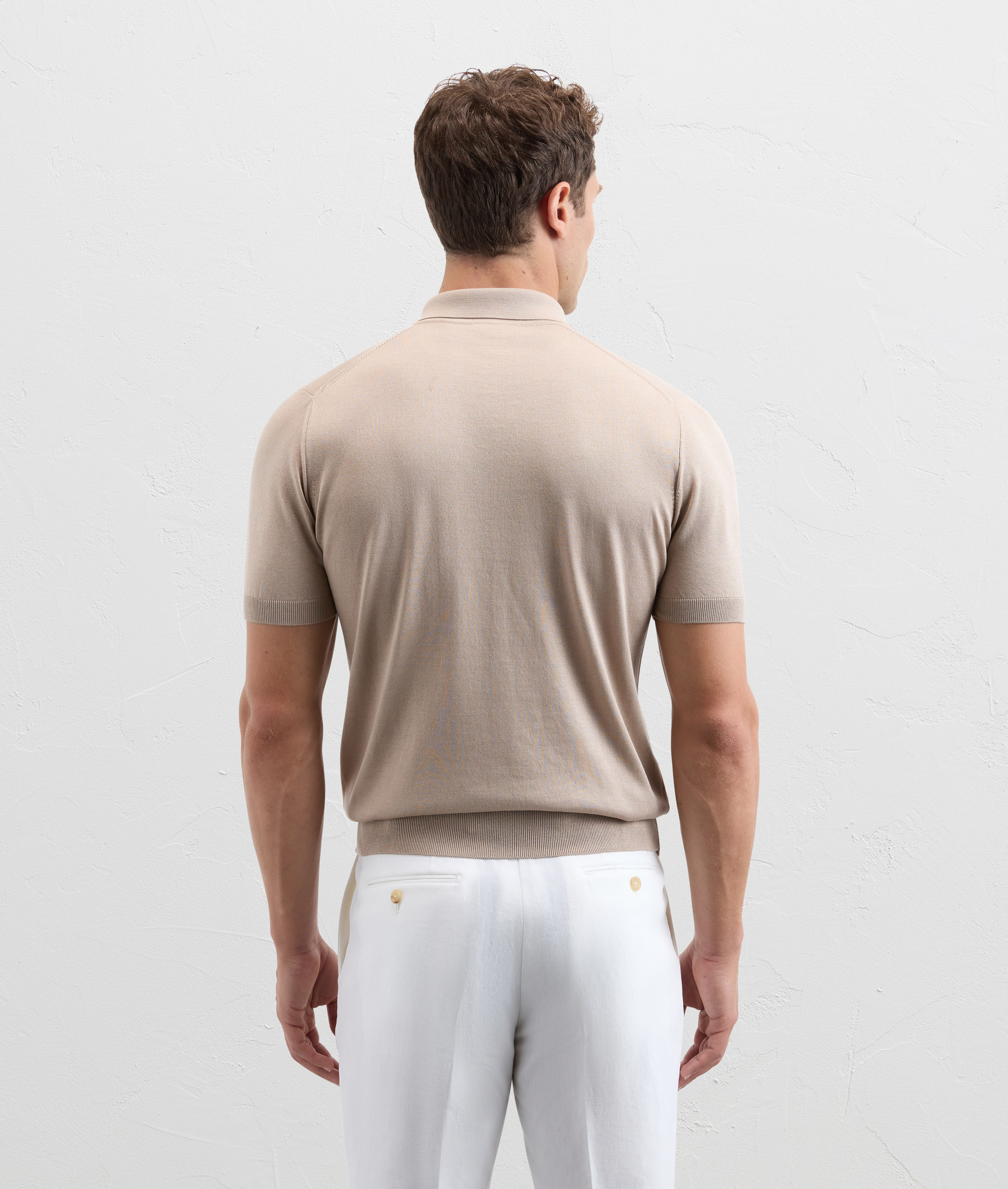 Polo in maglia di cotone e seta marrone chiaro - Pal Zileri | Official Website